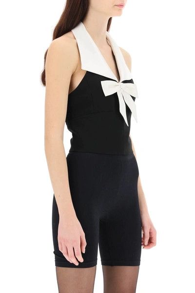Saint Laurent Paris o1s1wg110225 672638 Backless Top in Sablé Bra in White/Black Size M / US 6-8 / IT 42-44 - 3 Thumbnail