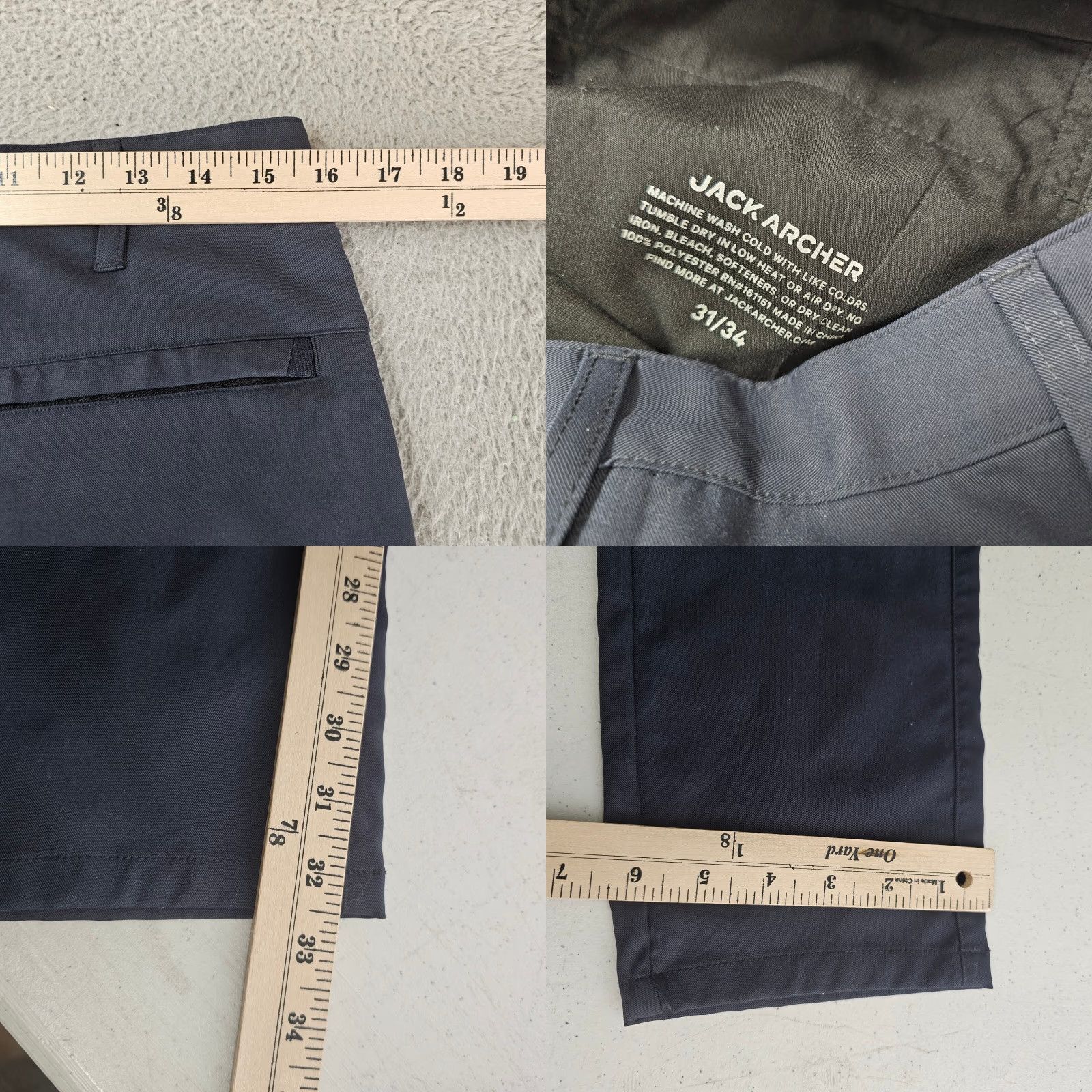 Vintage Jack Archer Pants Mens Size 31x34 Deep Blue Jetsetter Stretch Chino Tapered Regular Everyday Casual Size US 31 - 8 Thumbnail