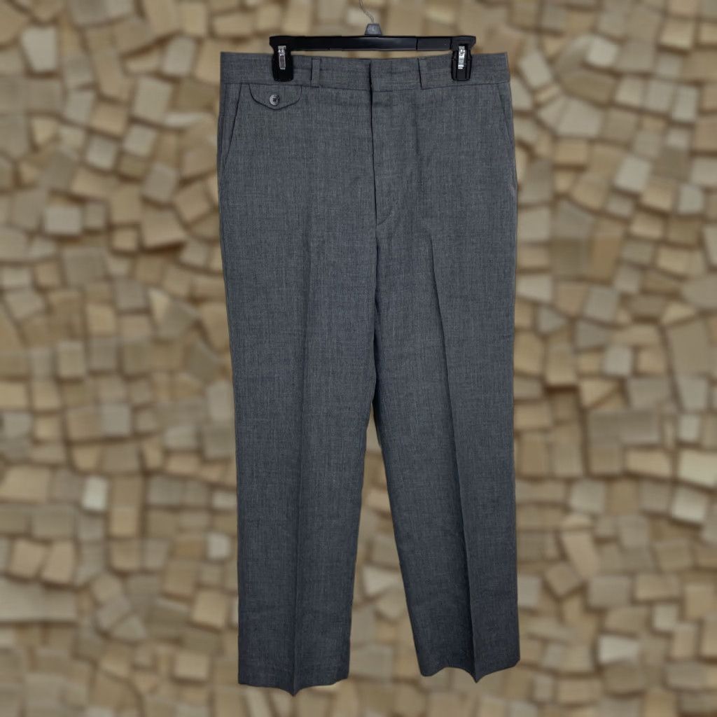 Haggar VINTAGE Haggar Pants Straight Gray 34x30 Men's Regular 5-Pocket Flat Front Belt Loops Polyester Dress Slacks Chino USA Size US 34 / EU 50 - 1 Thumbnail