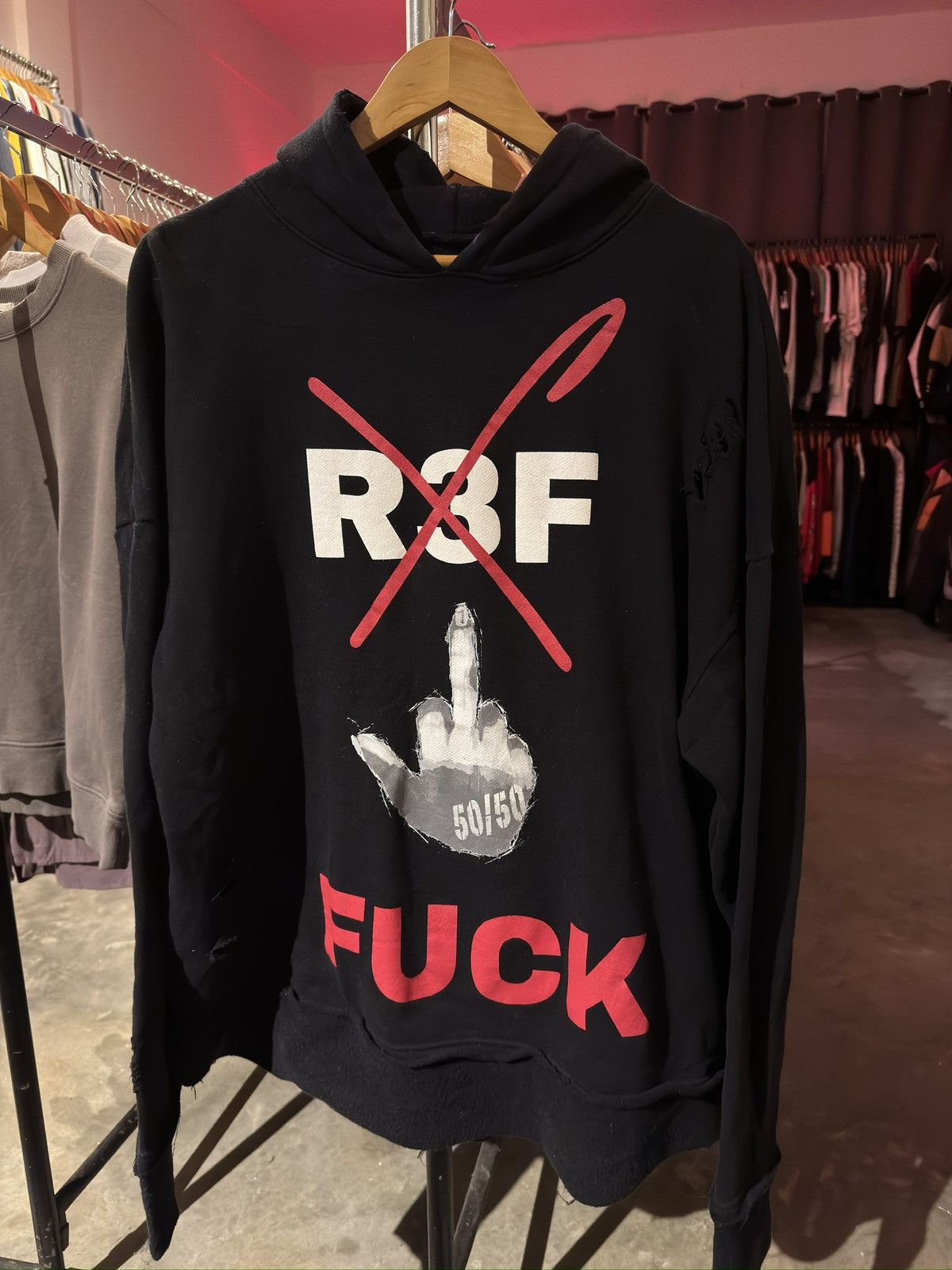 Japan Punk FUCK distressed 50/50 hoodie