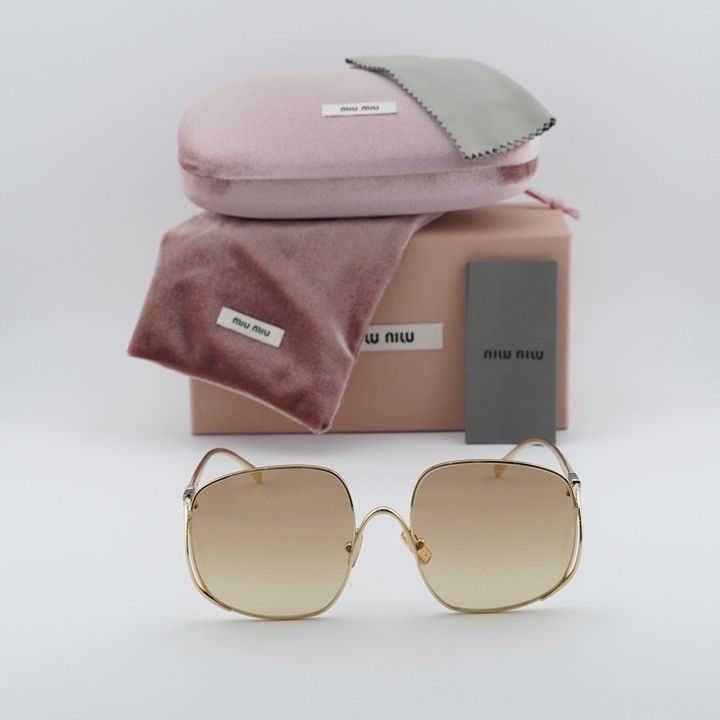 Miu Miu Miu Miu MUA57S 5AK20S Sunglasses Gold Square Frame, Brown Size ONE SIZE - 11 Thumbnail