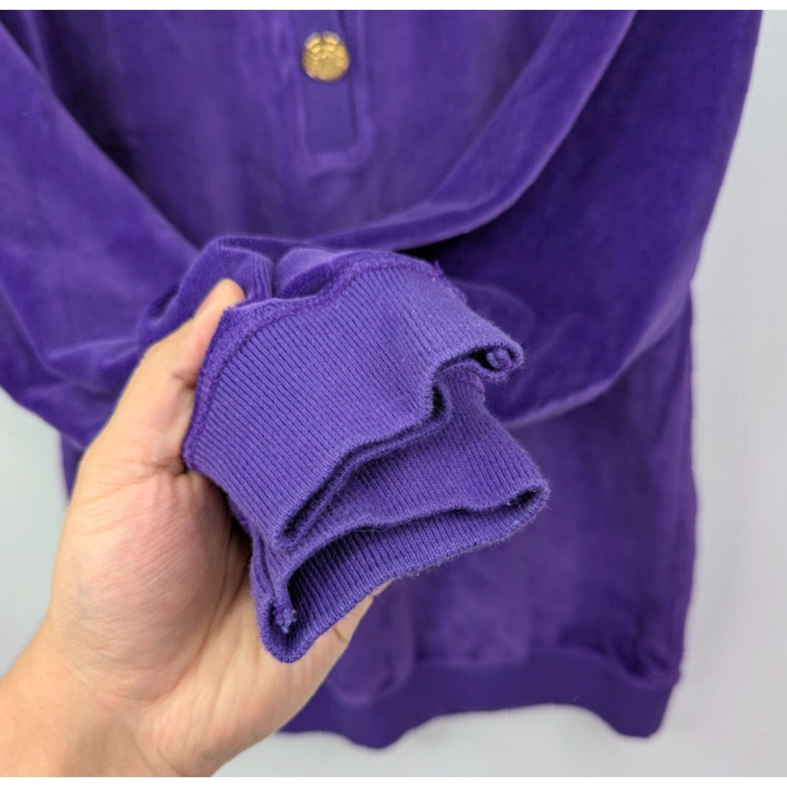 Nordstrom VINTAGE Nordstrom Active Purple Velour Long Sleeve Polo Pullover Small Polo Shirt Long Sleeve Pullover Mens Purple Velour Cotton, Cardigan? Size US S / EU 44-46 / 1 - 3 Thumbnail
