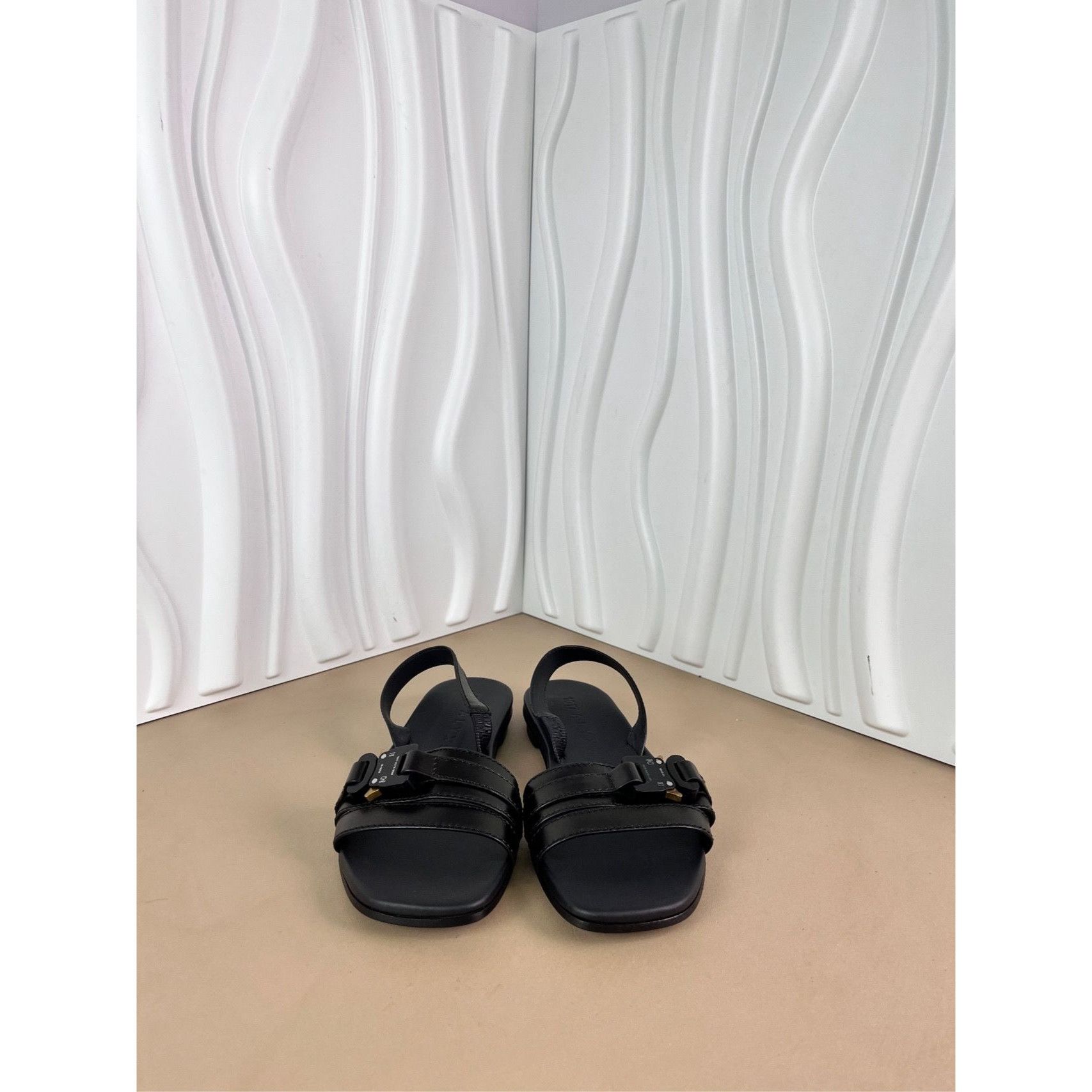 Alyx 1017 Alyx 9SM Black Flat Sandals With Buckle Square Toe Vero Size US 7 / IT 37 - 8 Thumbnail