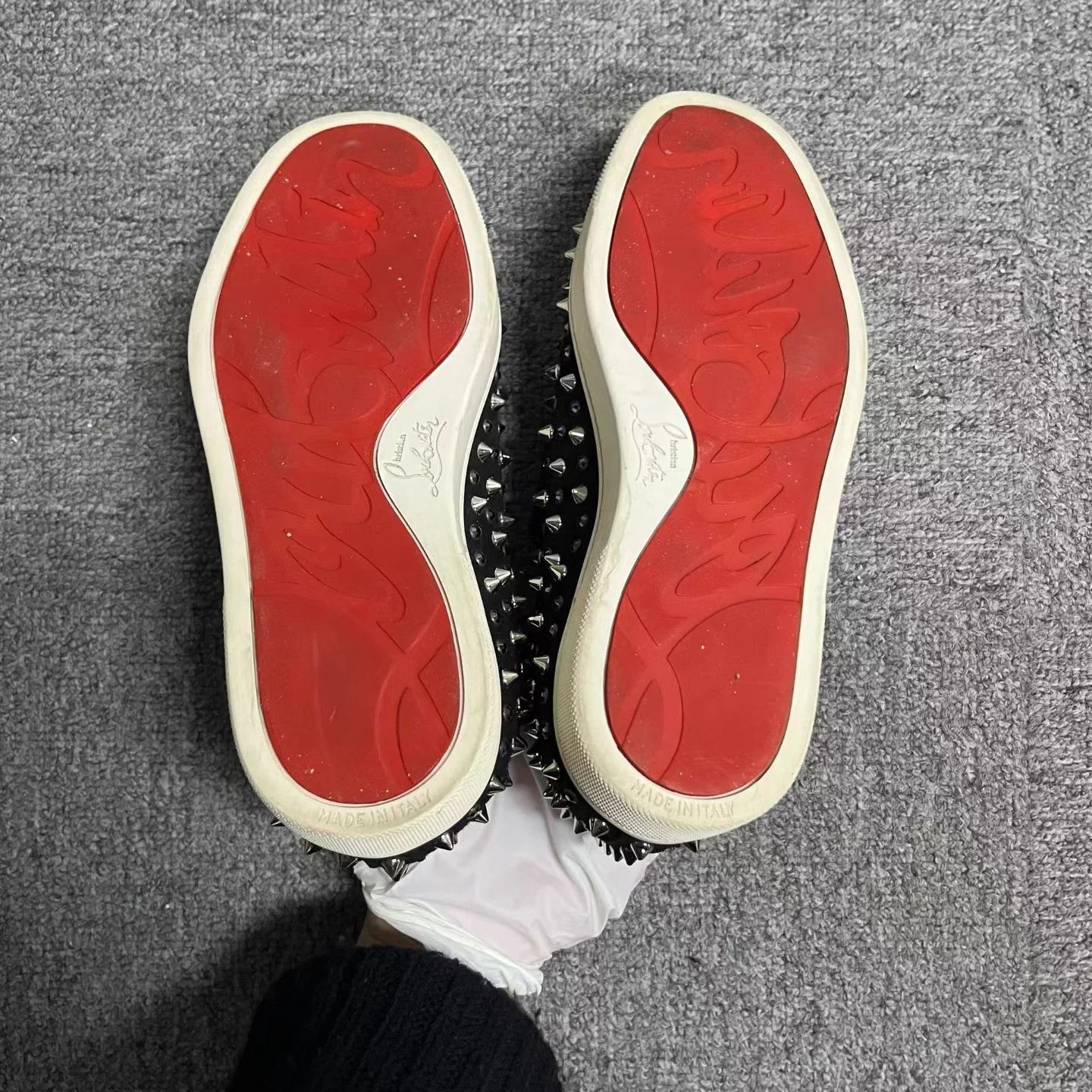 Christian Louboutin CL Classic Black Riveted Round Toe Slip-on Size US 4.5 / IT 34.5 - 5 Thumbnail