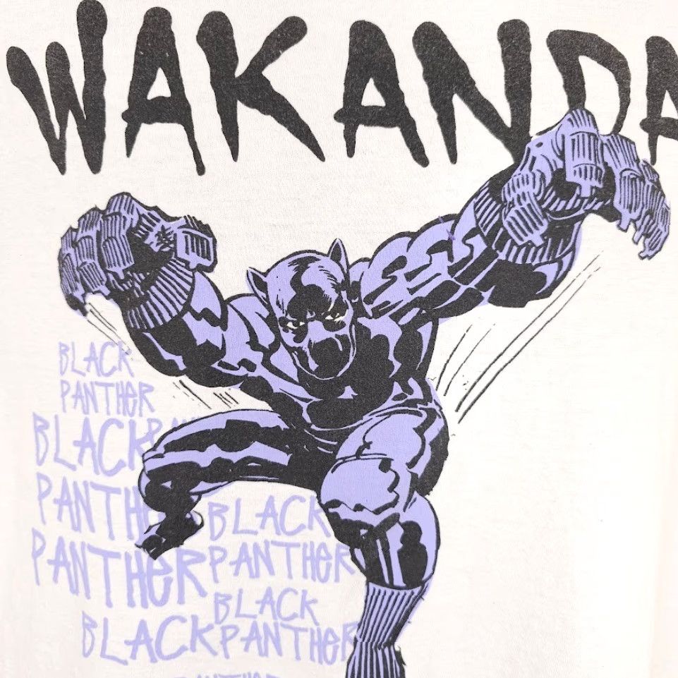 Vintage Black Panther T Shirt Mens Size Large White Wakanda Marvel Comics Movie Promo Size US L / EU 52-54 / 3 - 3 Thumbnail