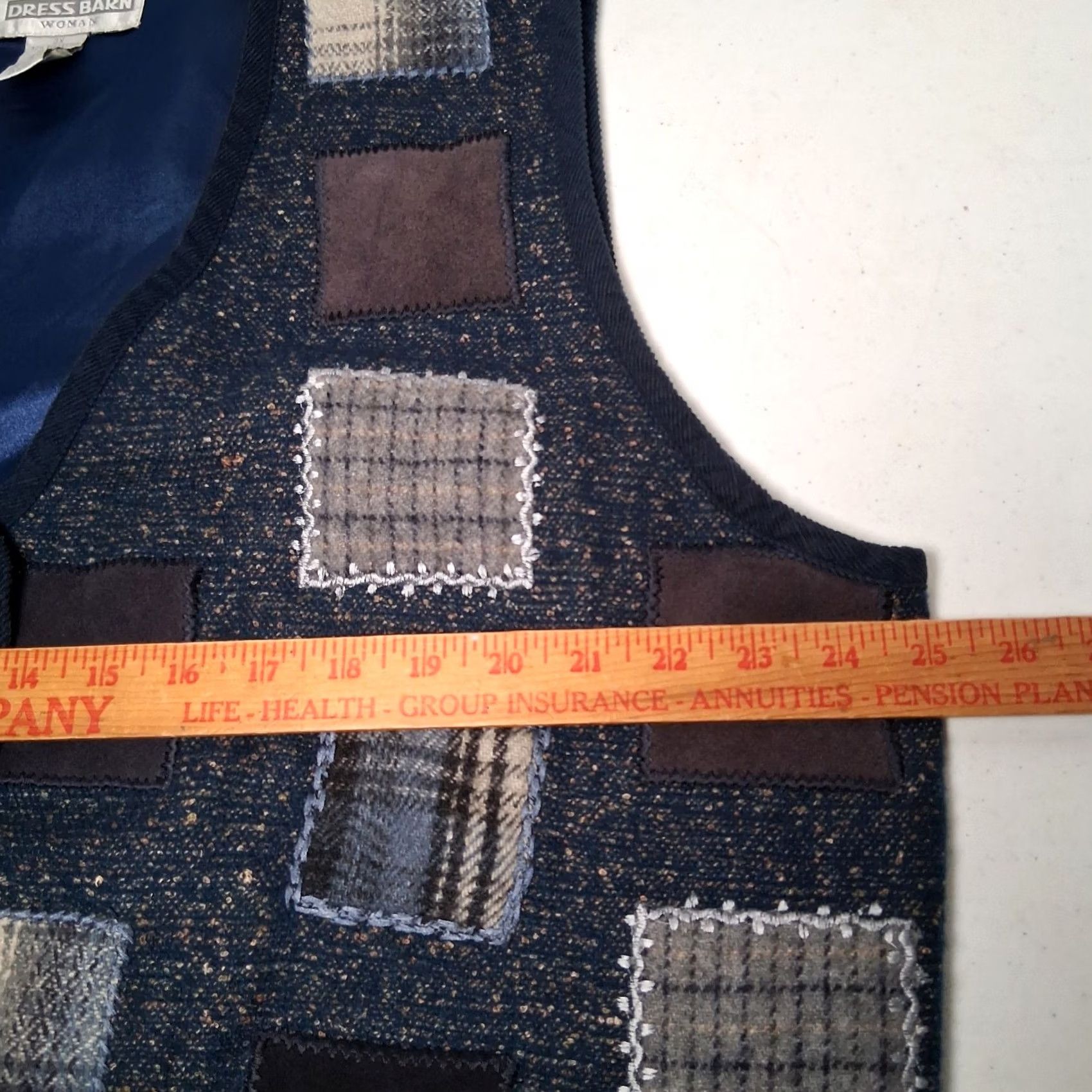 Vintage VINTAGE Dressbarn Vest Blue Plus Size 3X Patchwork Wool Leather Blend Boho Size XXL / US 16-18 / IT 52-54 - 6 Thumbnail