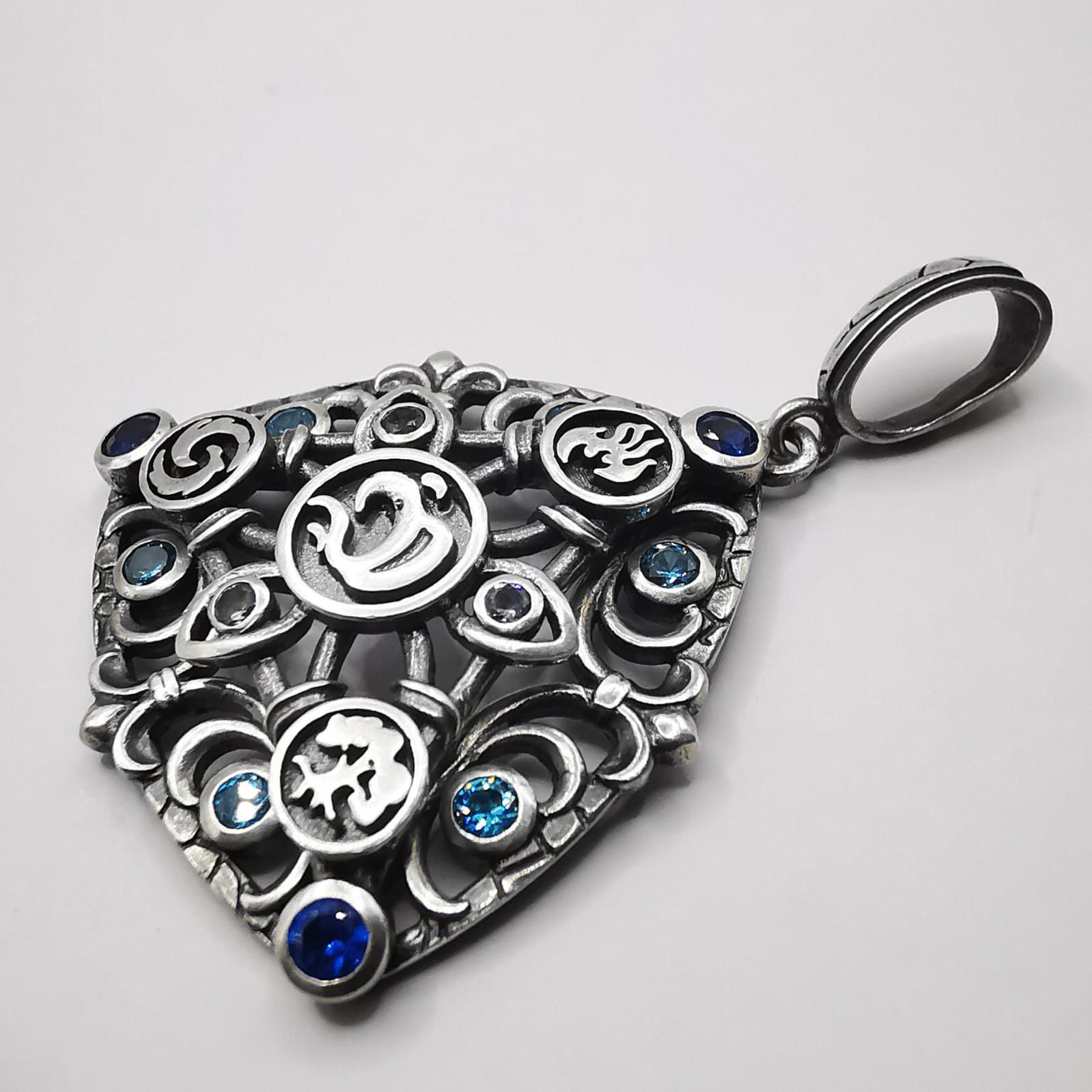 Vintage Vintage Pendant 925 Sterling Silver Sapphire, Topaz 7,15g Size ONE SIZE - 4 Thumbnail
