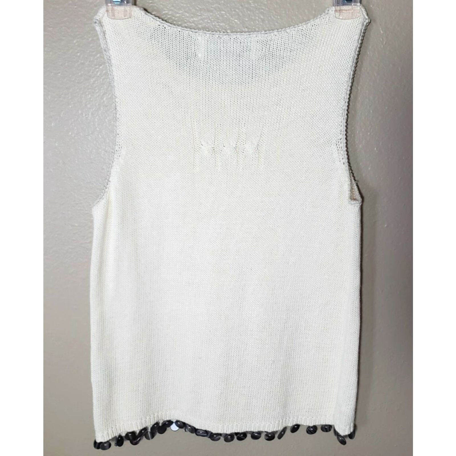 Vintage VINTAGE Marisa Christina VTG Womens |XSP| Petite Embellished Linen/Cotton Blend Tank Sweater Beaded Hem Bohemian 60% Linen/40% Cotton Womens Size XS / US 0-2 / IT 36-38 - 5 Thumbnail