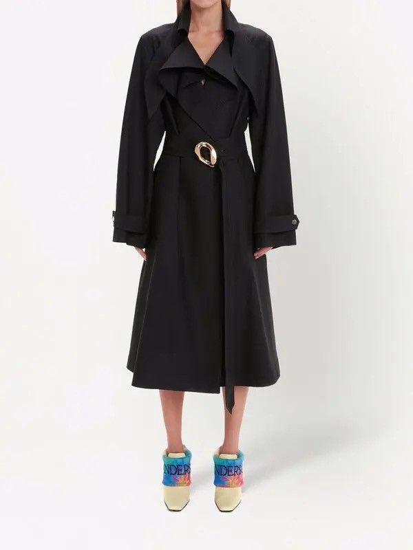 JW Anderson JW Anderson Black Belted Trench Coat with Gold Buckle Size M / US 6-8 / IT 42-44 - 1 Thumbnail