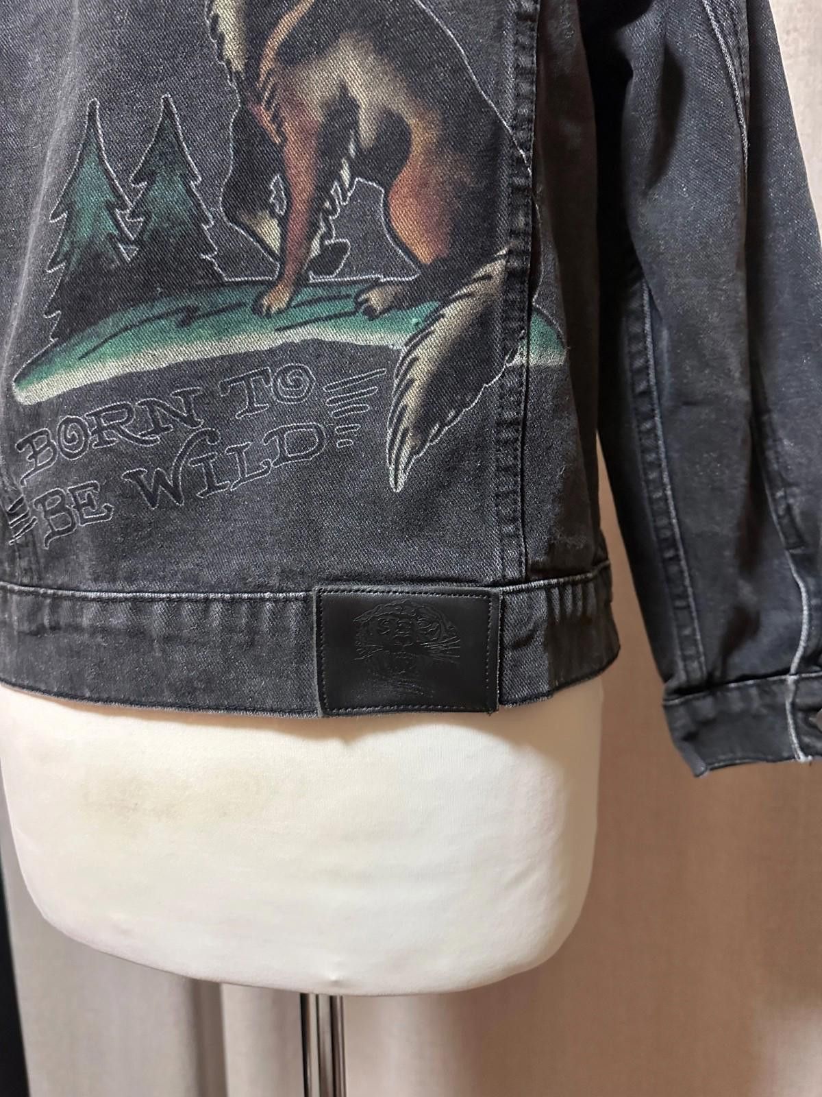 Ed Hardy Denim Gray Jacket Wolf Sz M Womens