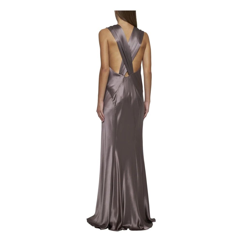 Saint Laurent Paris o1bcso1str1125 Cross back Dress In Silk Satin in Brown Size S / US 4 / IT 40 - 3 Thumbnail
