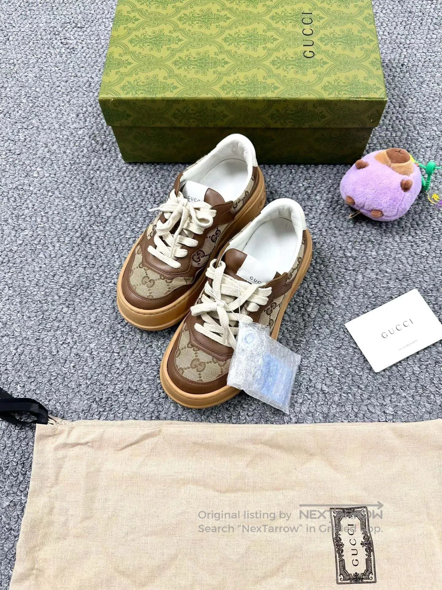 Gucci Guicci Brown Double G Logo Biscuit Shoes| Size US 5 / IT 35 - 1 Thumbnail