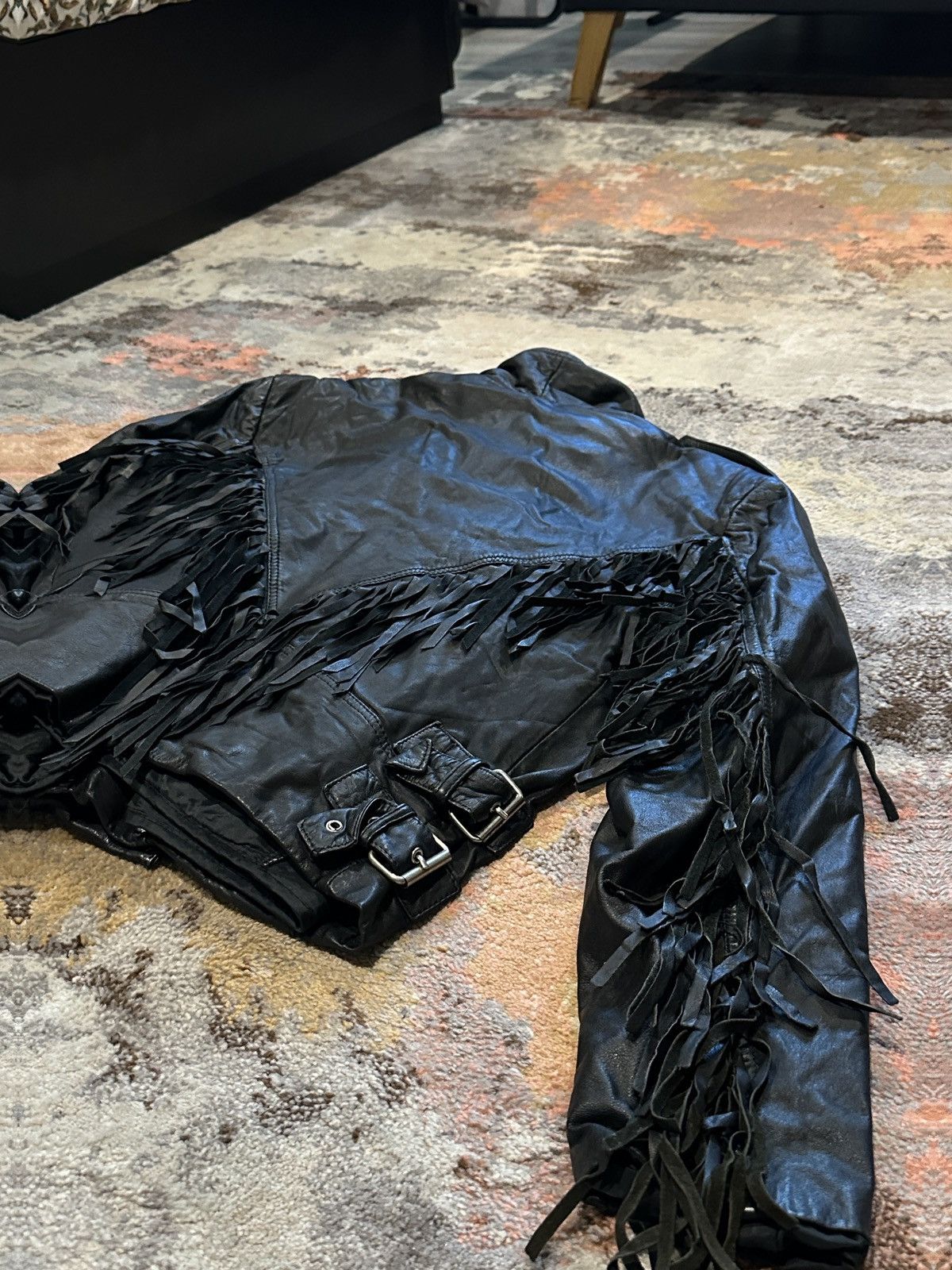 Other × Vintage Vintage Chia Fringe Leather Motorcycle Jacket Size US M / EU 48-50 / 2 - 8 Thumbnail