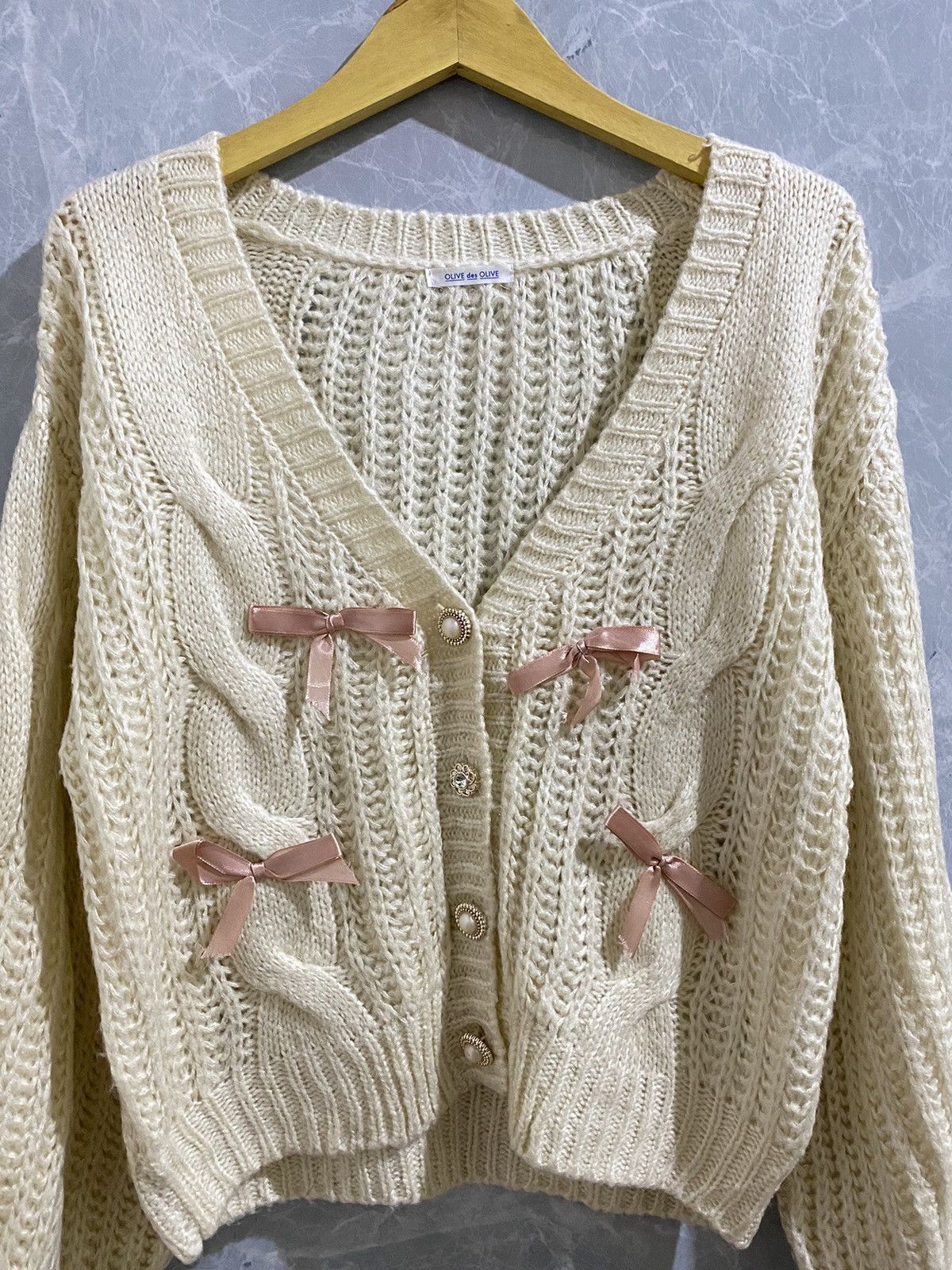 Japanese Brand × Vintage Vintage Olive des olive cable knit sweater Size M / US 6-8 / IT 42-44 - 6 Thumbnail