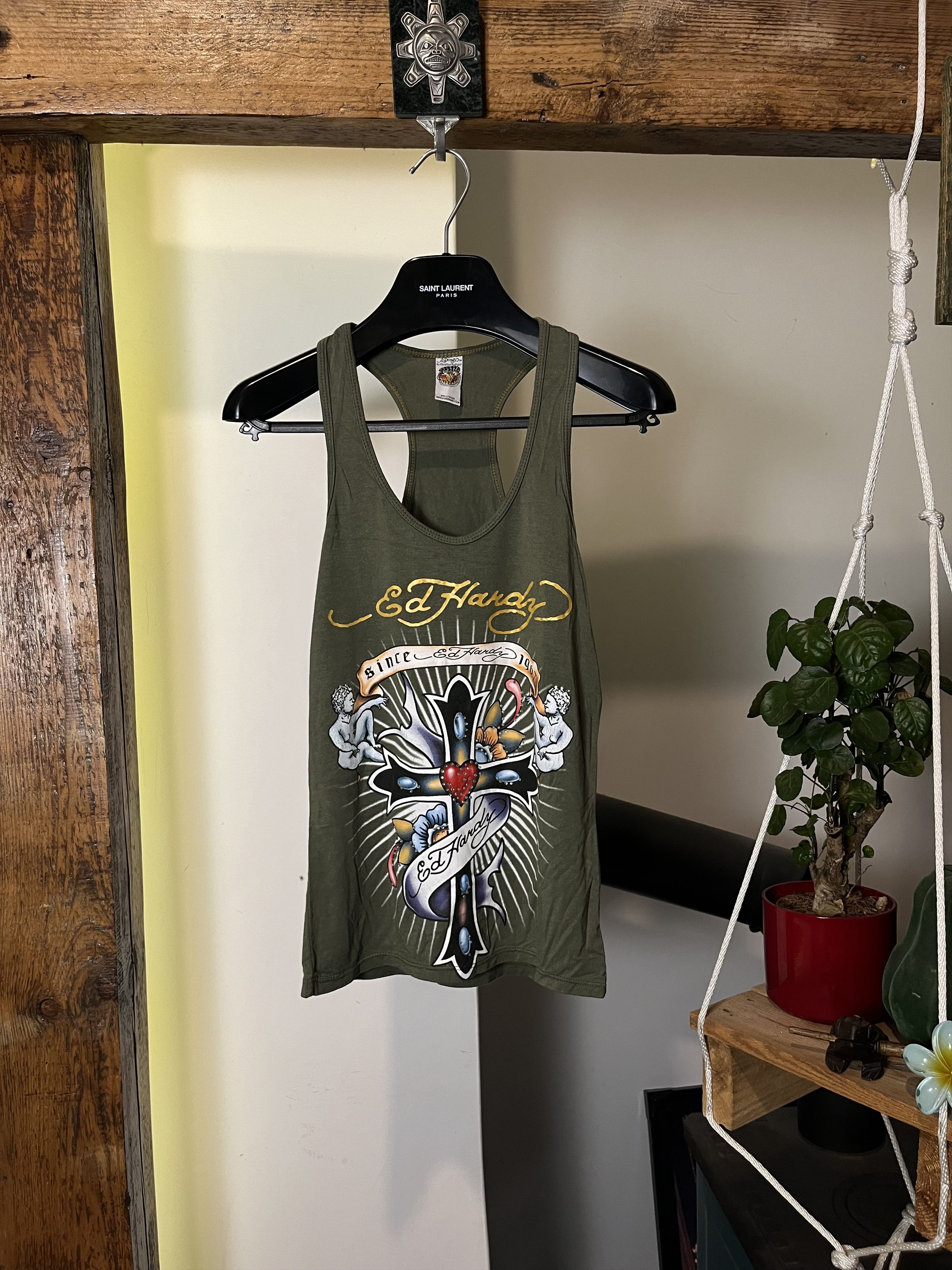 Christian Audigier × Ed Hardy × Vintage Ed Hardy Cross Skull Love Kill Slowly Overprint Tank Top Size S / US 4 / IT 40 - 1 Thumbnail