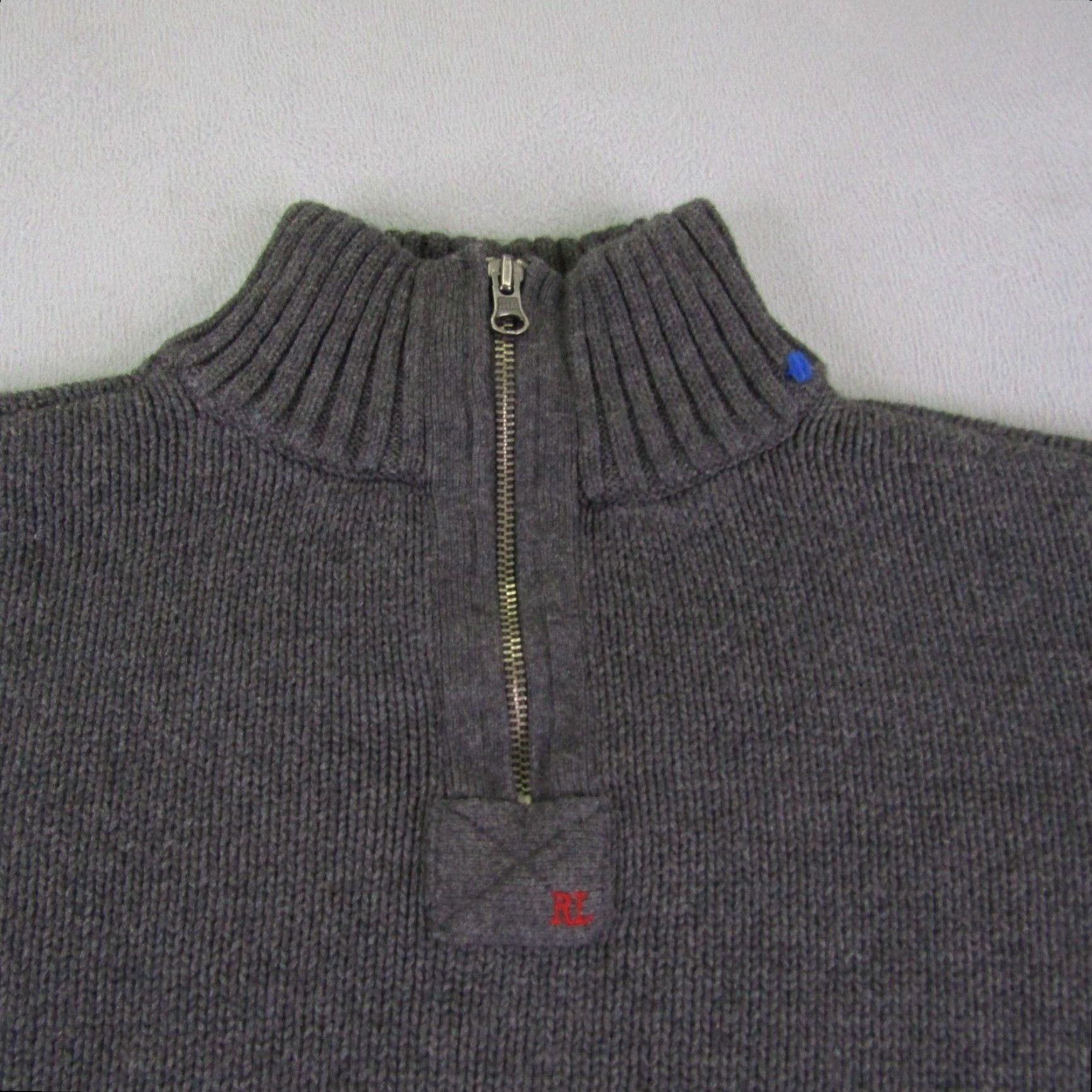 Ralph Lauren Vintage Ralph Lauren Men’s Sweater Pullover 1/4 Zip Knit Mock Neck Gray L Cotton Preppy Size US L / EU 52-54 / 3 - 2 Thumbnail