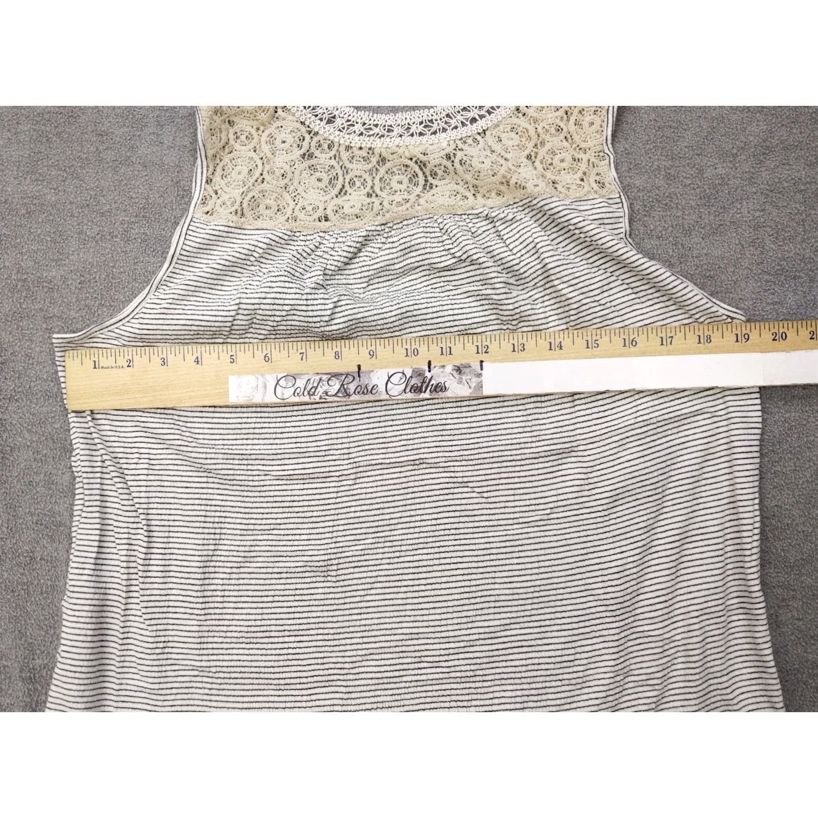 Anthropologie Anthropologie Pure Good Womens M Blue Candy Stripe Crochet Tank Top Blouse Made in USA Size M / US 6-8 / IT 42-44 - 7 Thumbnail