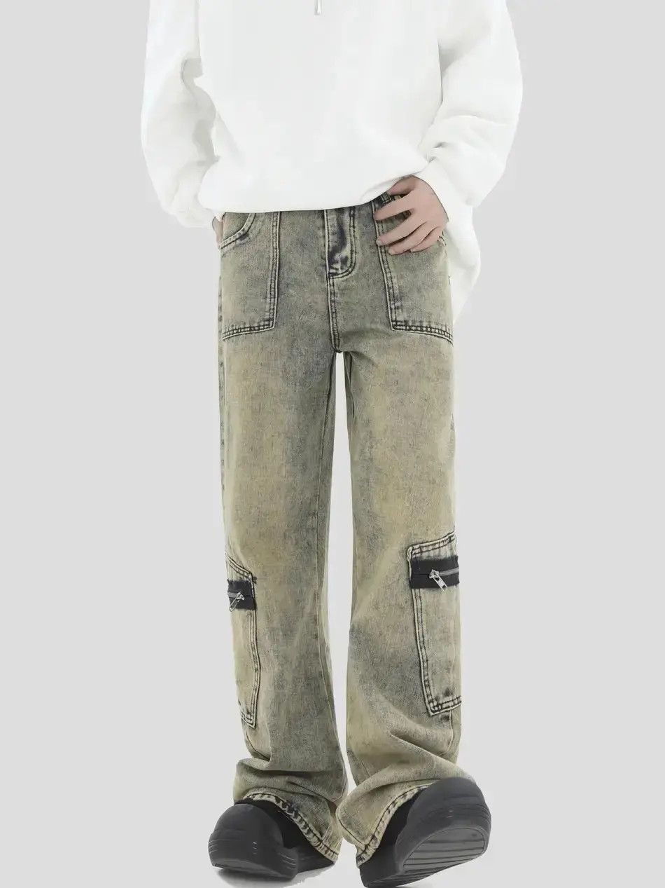 Japanese Brand Retro loose straight leg casual pocket jeans Size US 32 / EU 48 - 6 Thumbnail