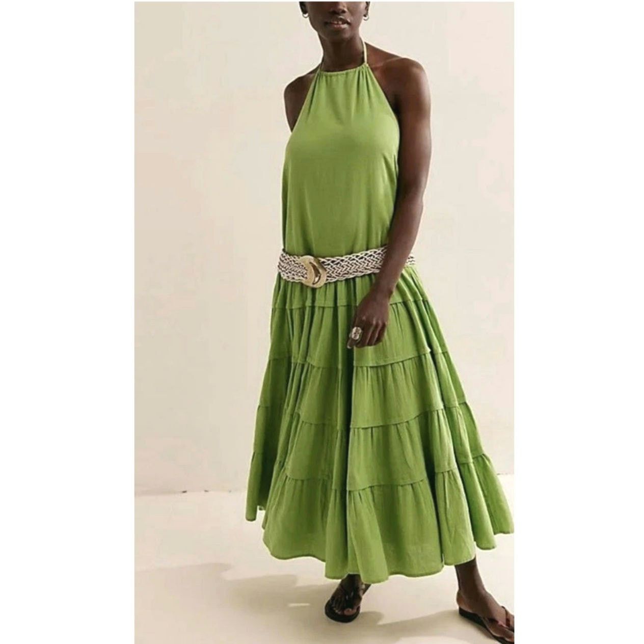 New Somewhere Sunny Drop-Waist Maxi Dress $118 MEDIUM Kiwi