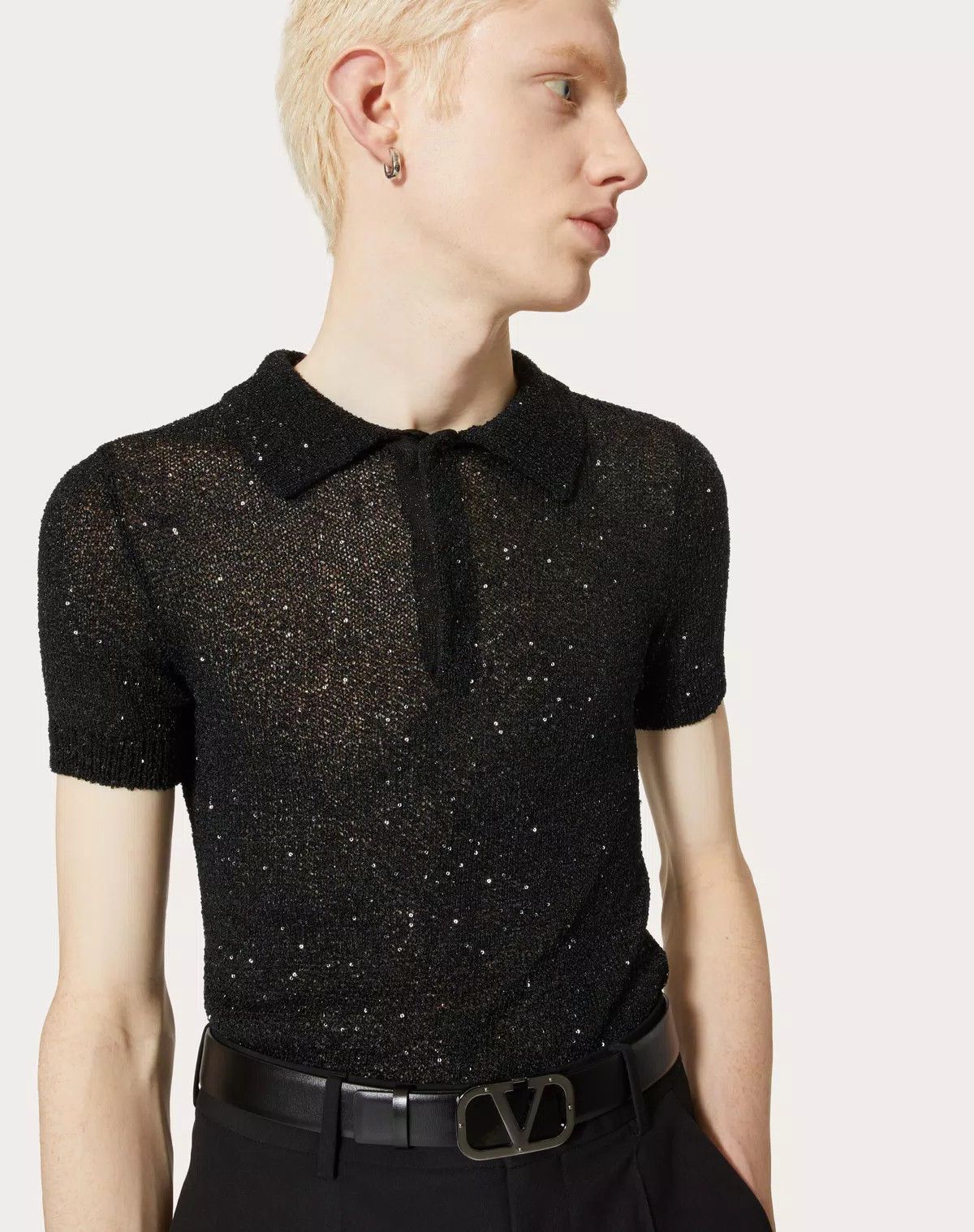 Valentino oc11z0625 Nylon Thread Polo Shirt in Black Size US M / EU 48-50 / 2 - 5 Thumbnail