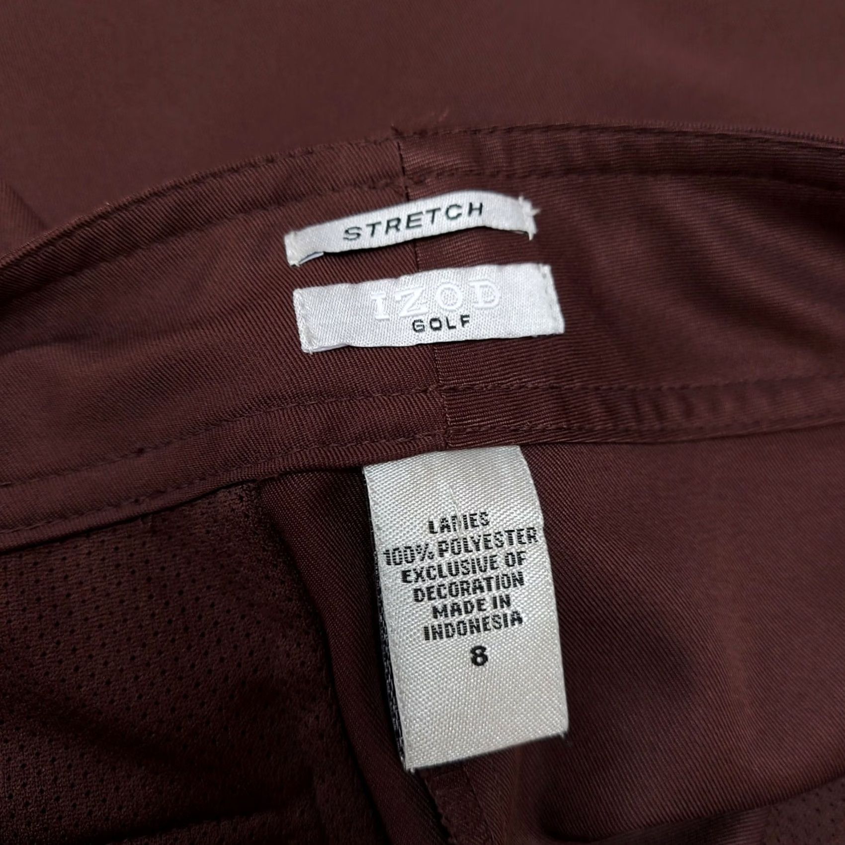 Izod IZOD Womens Golf Pants Size 8 Stretch Straight Leg Cropped Ankle Brown Size 30" / US 8 / IT 44 - 3 Thumbnail