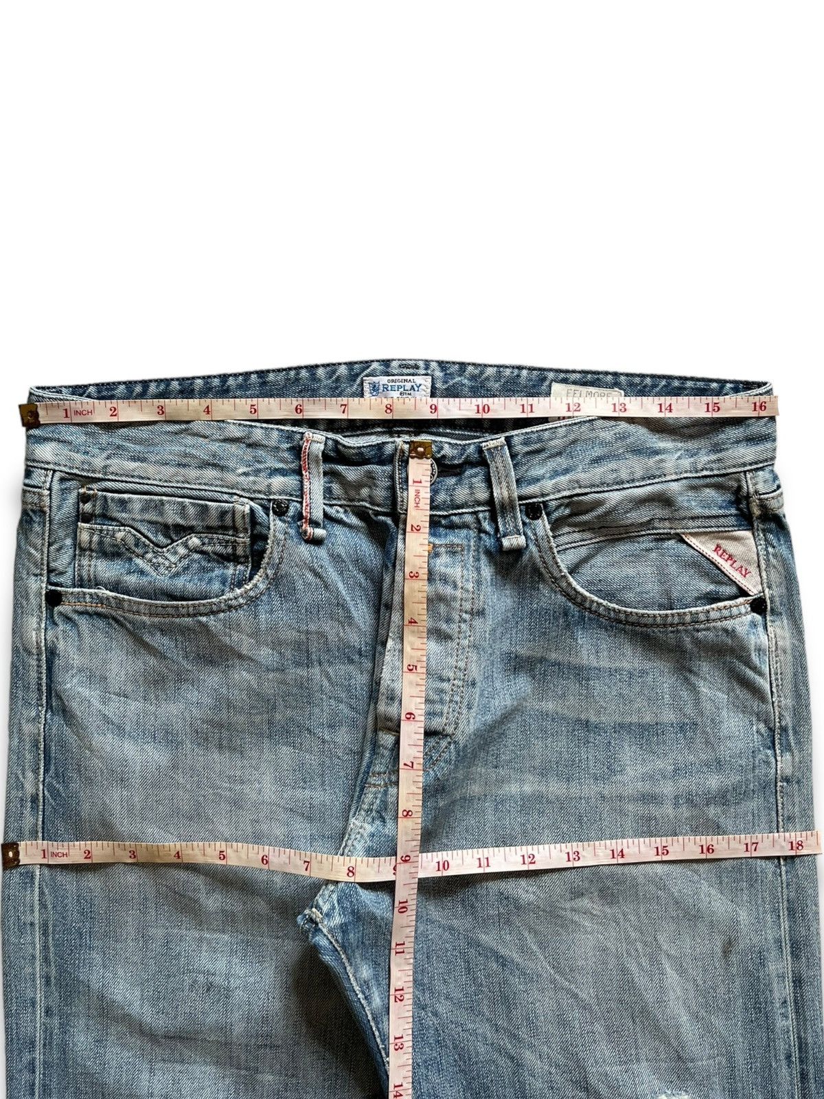 Replay Vintage Replay Selvedge Faded Wash Distressed Loose Jeans Size US 33 - 14 Thumbnail