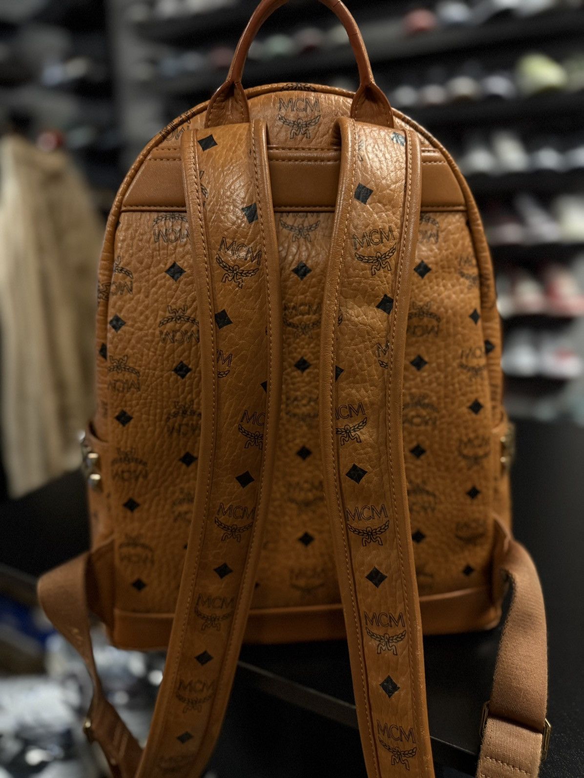 MCM MCM Classic Logo Brown Studs Medium Backpack 🧼 Size ONE SIZE - 16 Thumbnail