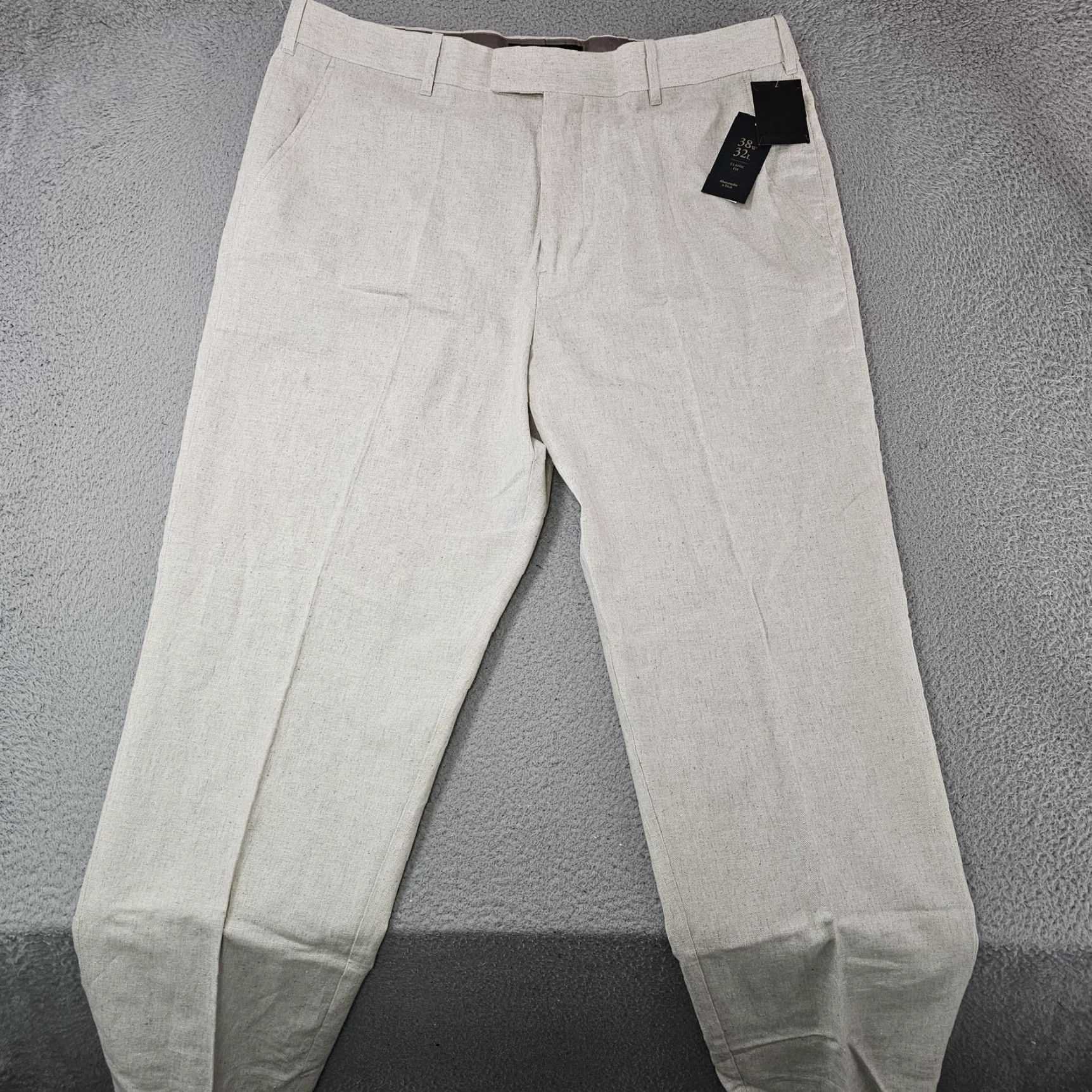 Abercrombie & Fitch Abercrombie & Fitch Dress Pants Mens 38x30 Beige Classic Fit Flat Front Size US 38 / EU 54 - 2 Thumbnail
