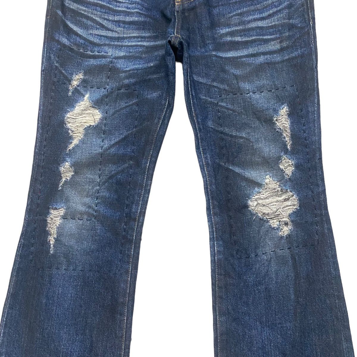 GOSTAR DE FUGA FUGA Coated Oiled Denim Flare Jeans Distressed Size US 32 / EU 48 - 7 Thumbnail