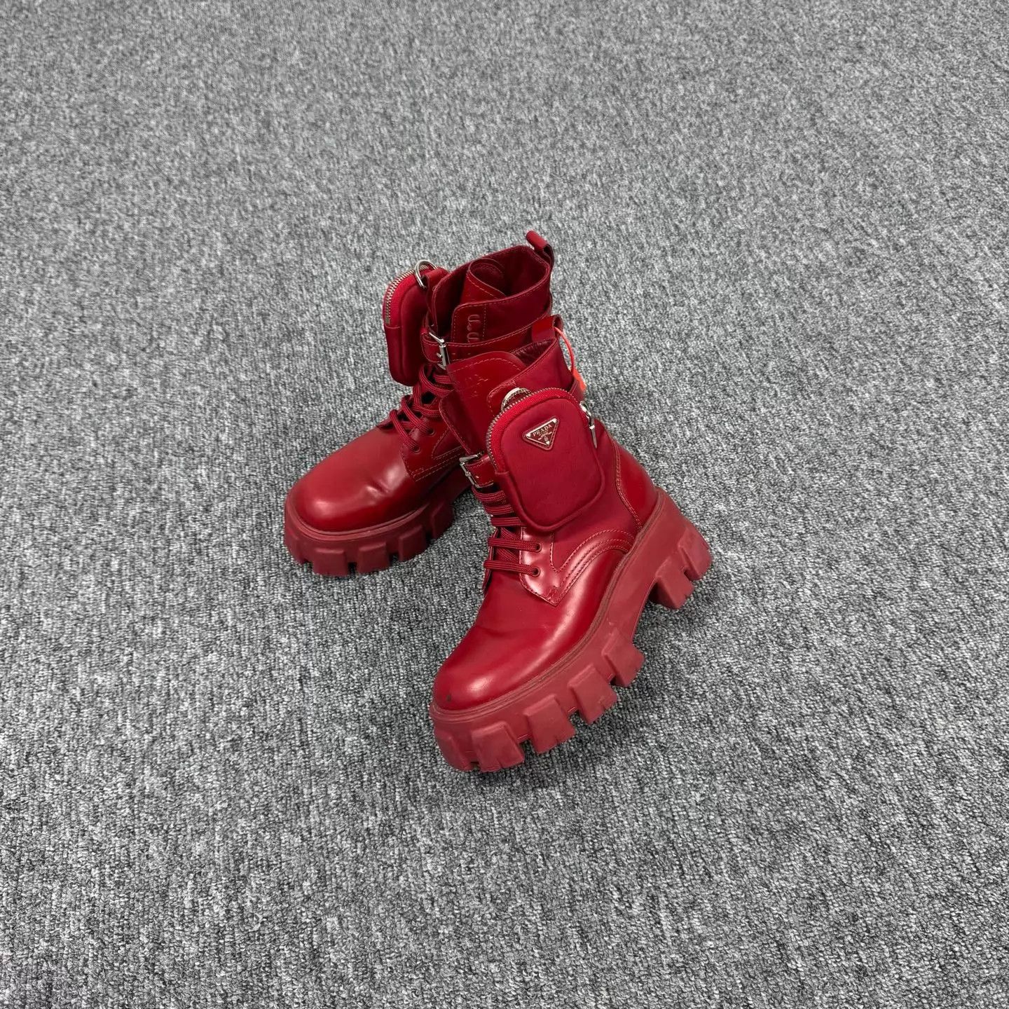 Prada Prada Red Triangle Logo Tactical Mini Bag & Platform Boots Size US 6.5 / IT 36.5 - 1 Thumbnail