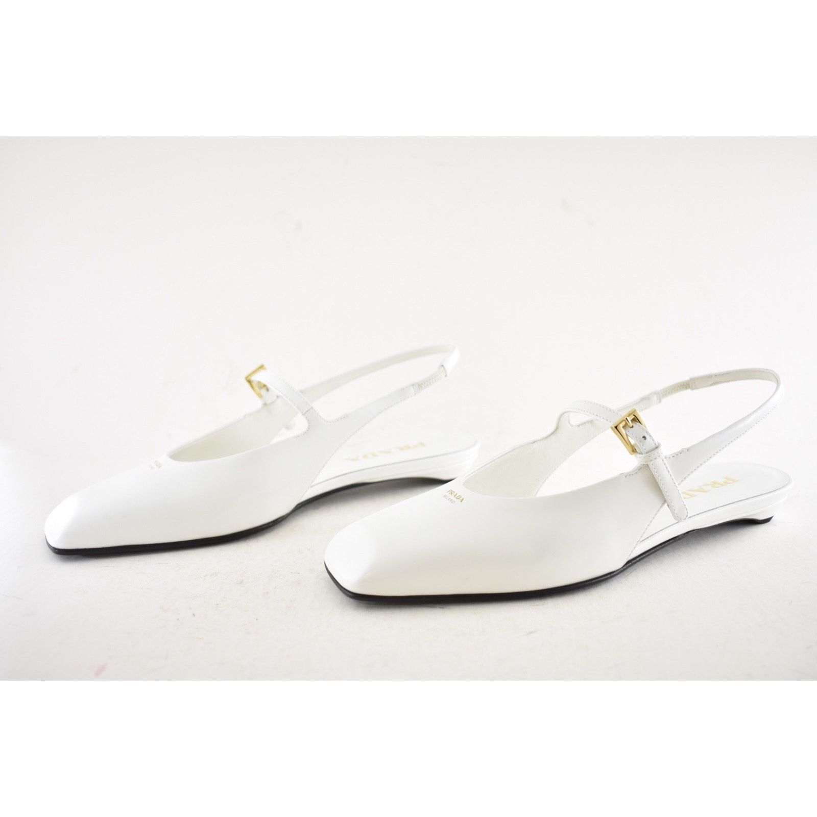 Prada Prada White Square Toe Mary Jane Slingback Flat 37.5 Size US 7.5 / IT 37.5 - 16 Thumbnail