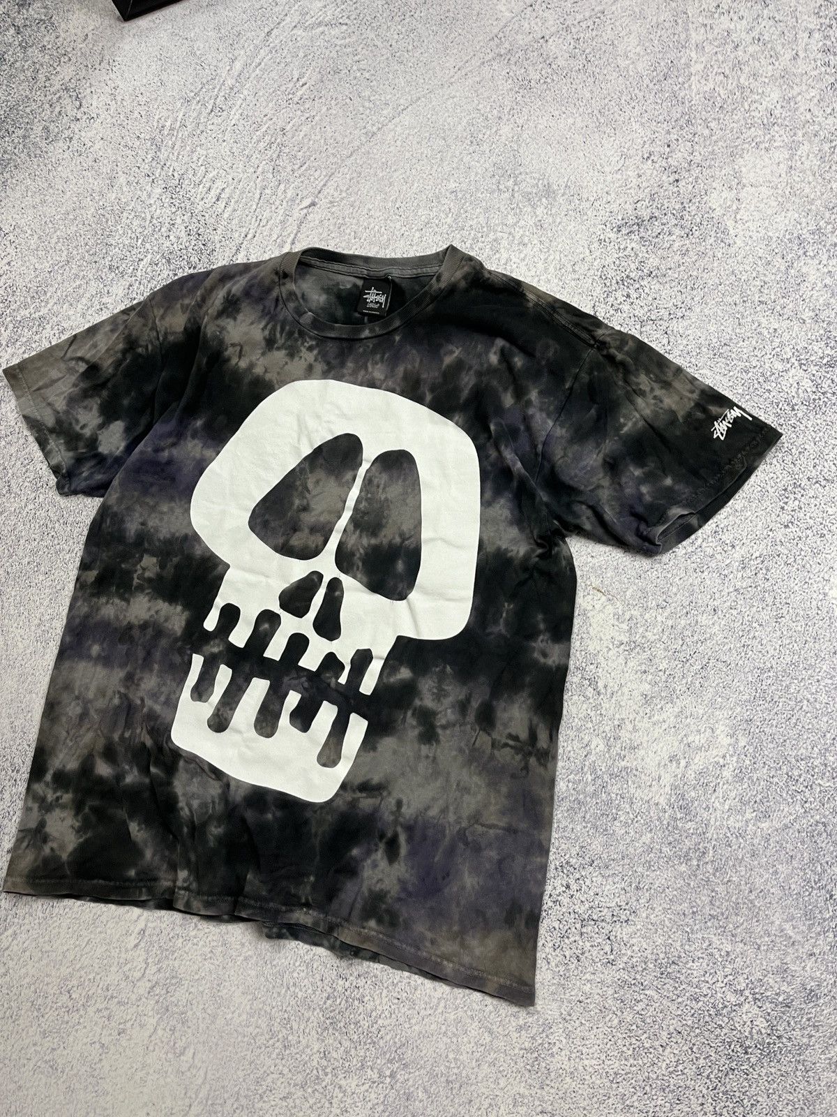 Stussy × Vintage Vintage 2000s ☠️ Stussy Big Skull Head Tie Dye T Shirt Rare Size US L / EU 52-54 / 3 - 4 Thumbnail