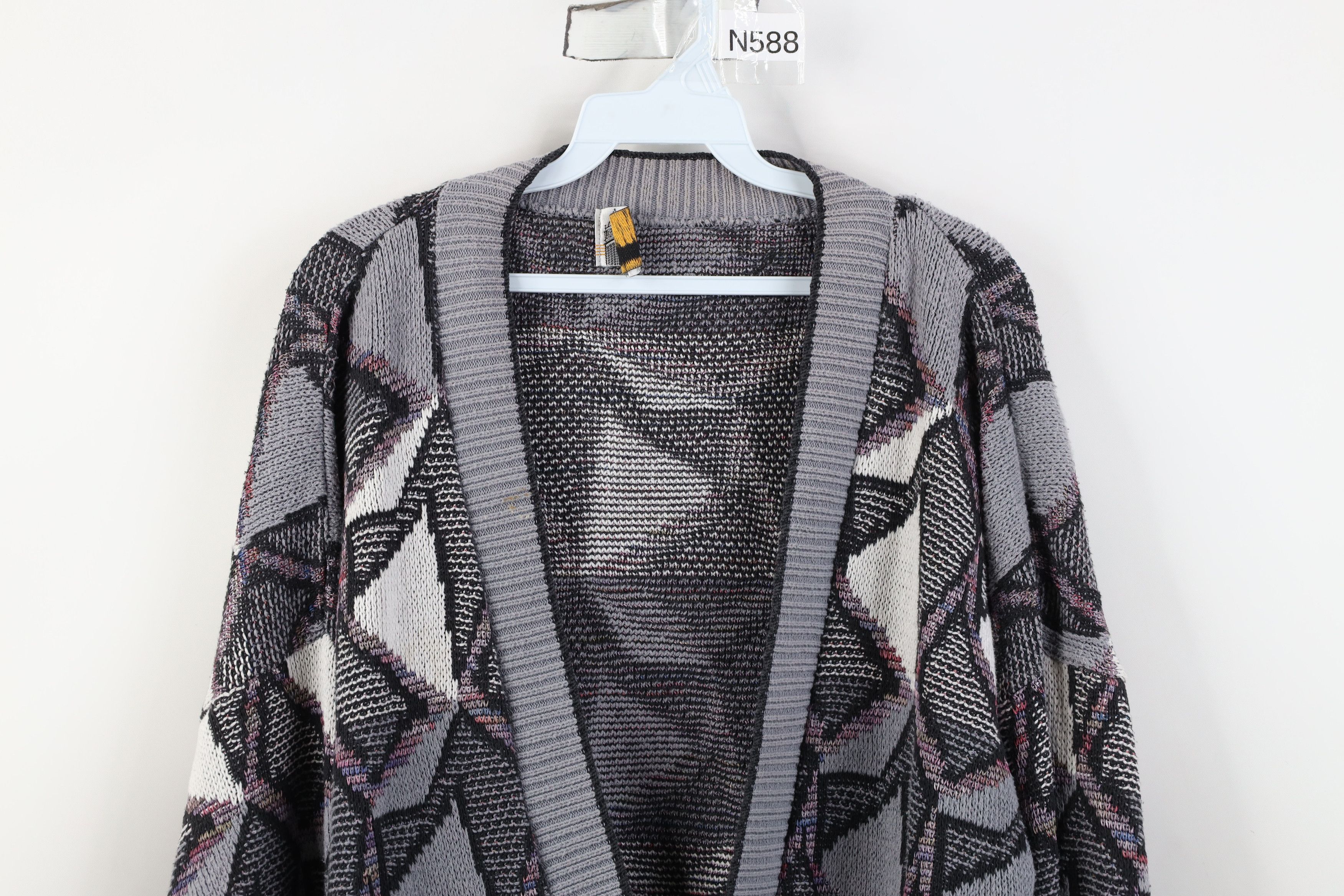Vintage Vintage 90s Streetwear Geometric Knit Cardigan Sweater USA Size US XXL / EU 58 / 5 - 2 Thumbnail