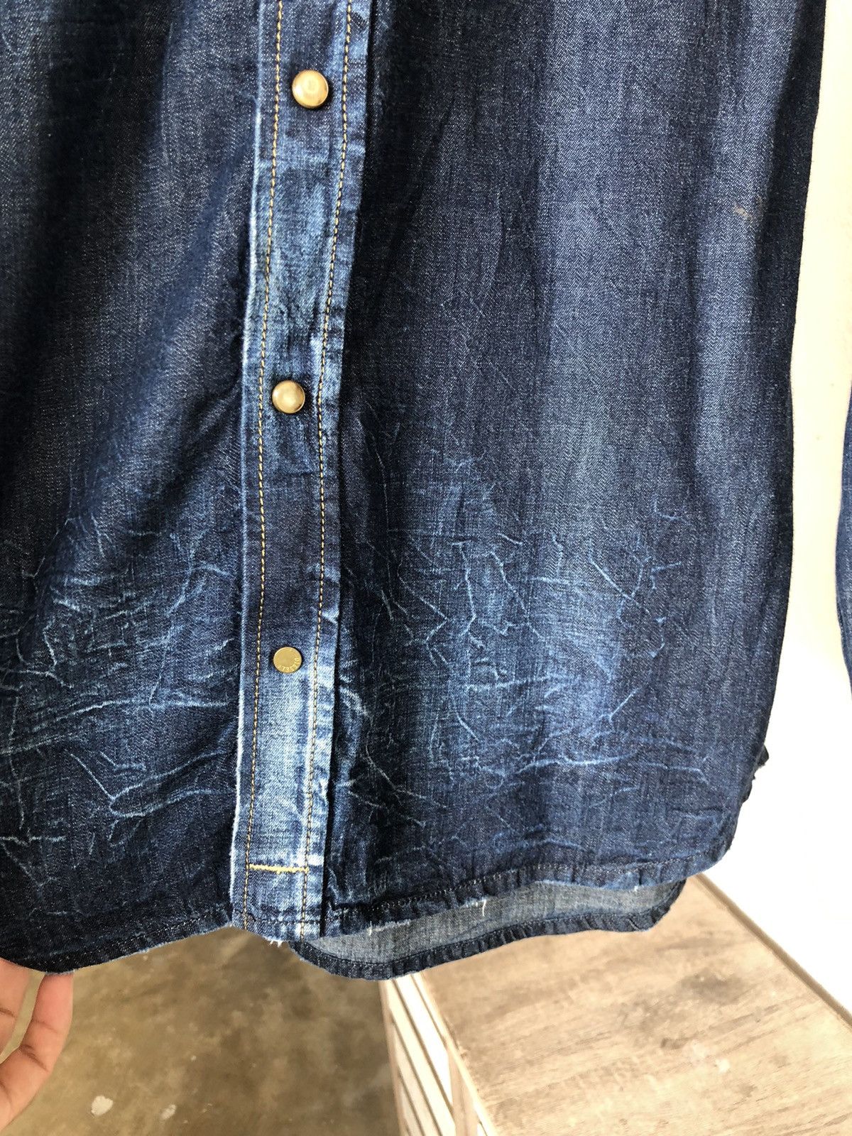 Diesel Rare🔥 Diesel Industries Distressed Punk Western Denim Shirt Size US XL / EU 56 / 4 - 15 Thumbnail