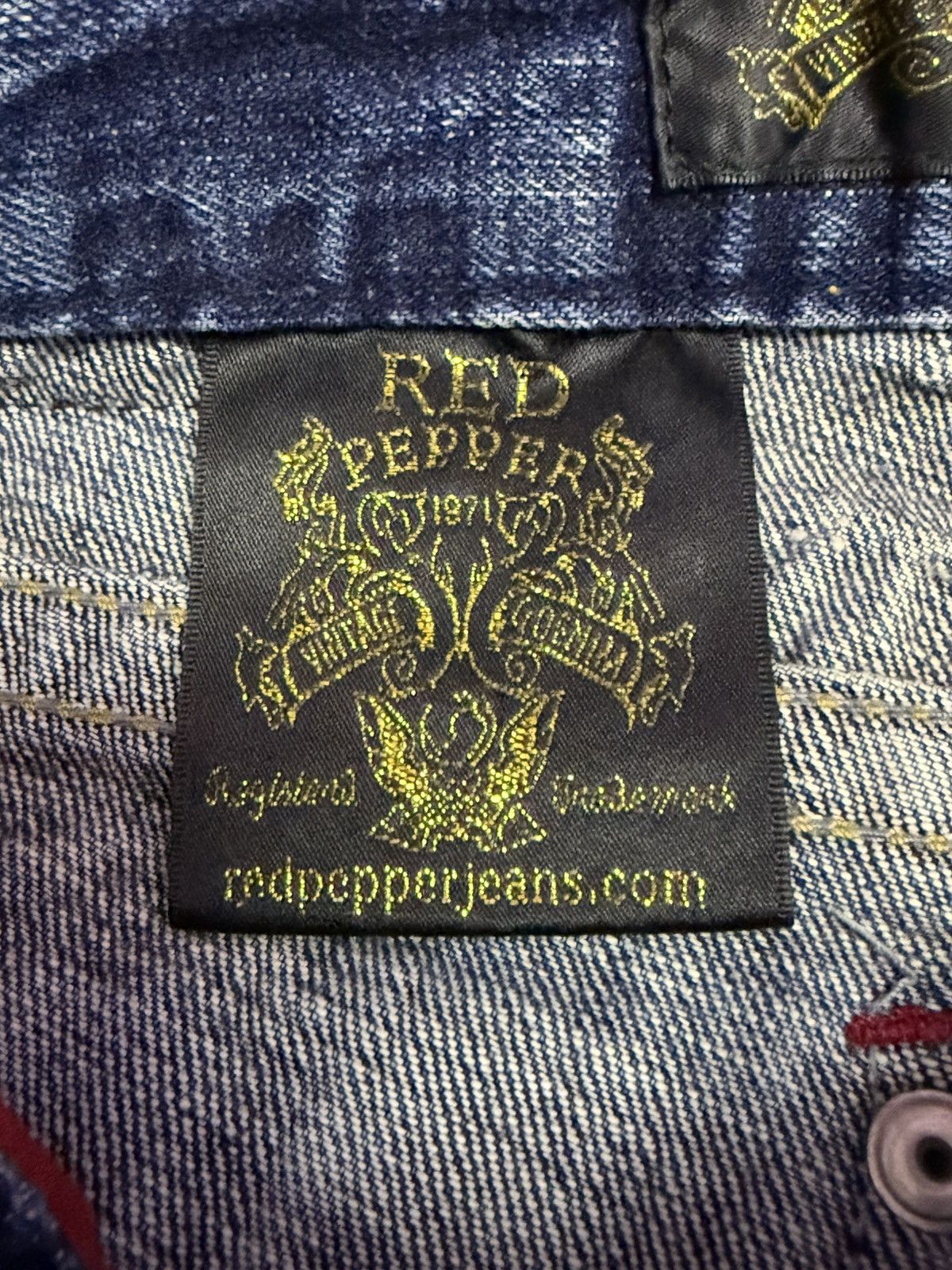 Japanese Brand × Vintage Red Pepper Japan Embellished Studded Shadow Wash Flare Jeans Size US 28 / EU 44 - 22 Thumbnail