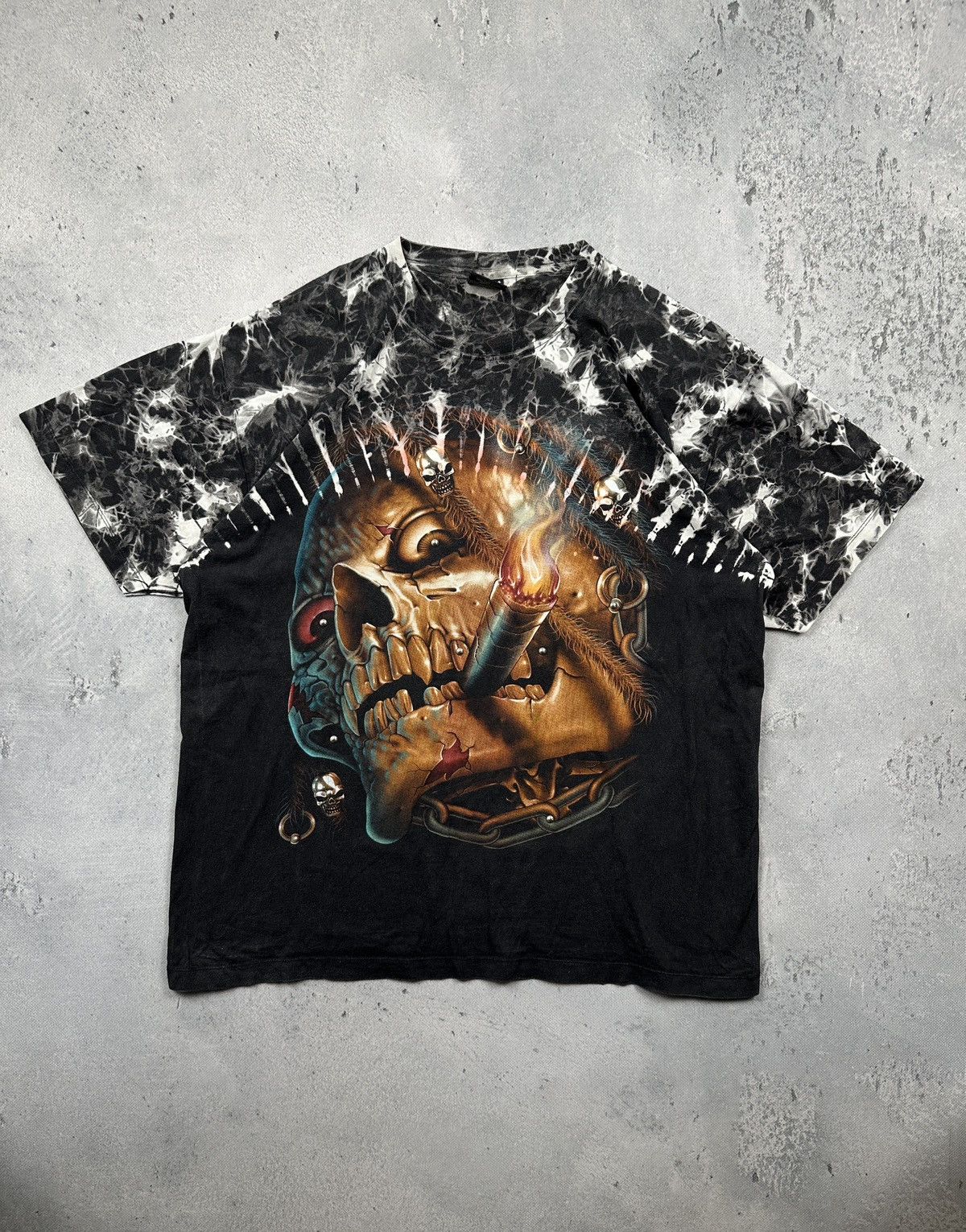 Affliction Survivors Smoking Skull All Over Studded Graphic Rock N Roll Size US XL / EU 56 / 4 - 9 Thumbnail