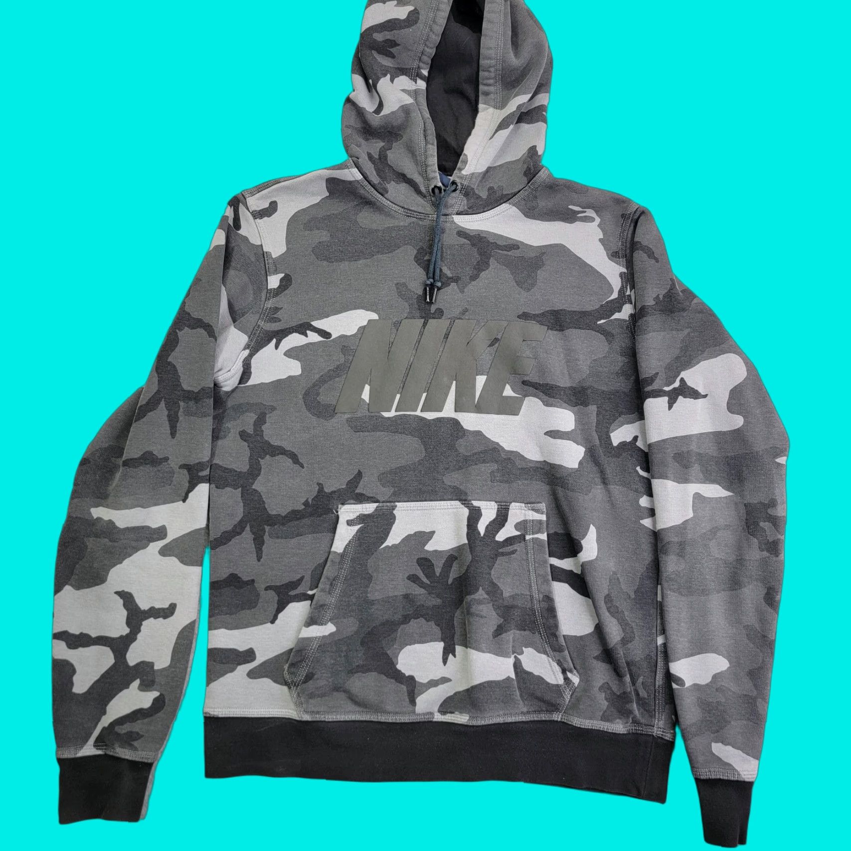 Nike VINTAGE Nike hoodie Mens Gray Woodland Camo Pullover Sweatshirt 639978-021 Size US M / EU 48-50 / 2 - 1 Thumbnail