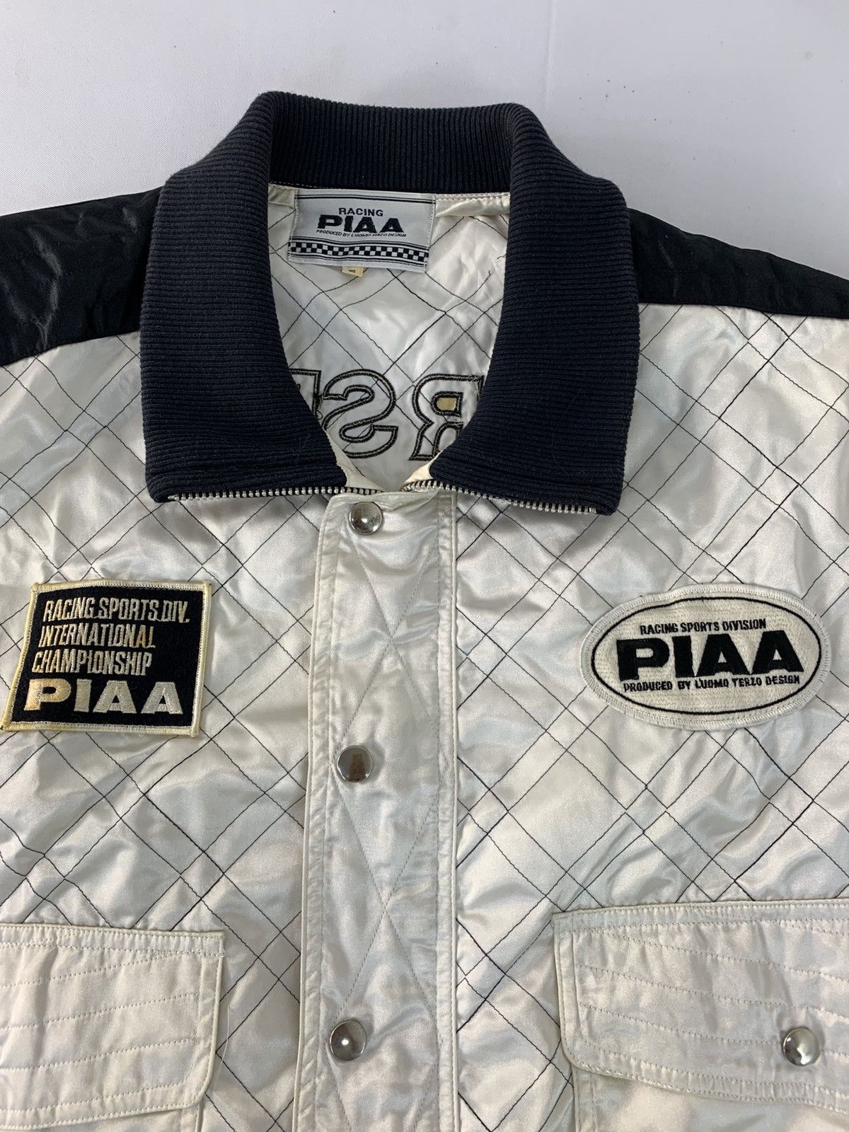 Vintage 90s PIA Motorsport Uomo Terzo Design Satin Bomber Jacket Size US S / EU 44-46 / 1 - 3 Thumbnail