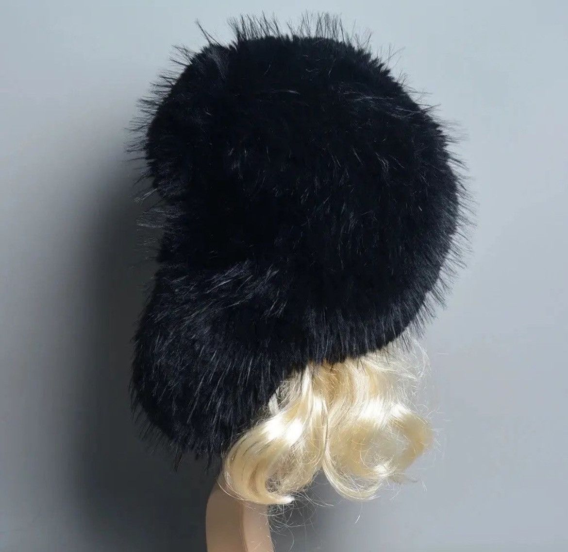 Japanese Brand Black Faux Fur Hat Size ONE SIZE - 4 Thumbnail
