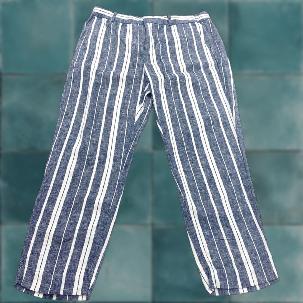 Banana Republic Banana Republic Linen Chino Pants Womens 10 Striped Trousers Multicolor Chino Pants Womens 10 Linen Pants Women 10 Pants Womens Size 32" / US 10 / IT 46 - 1 Thumbnail
