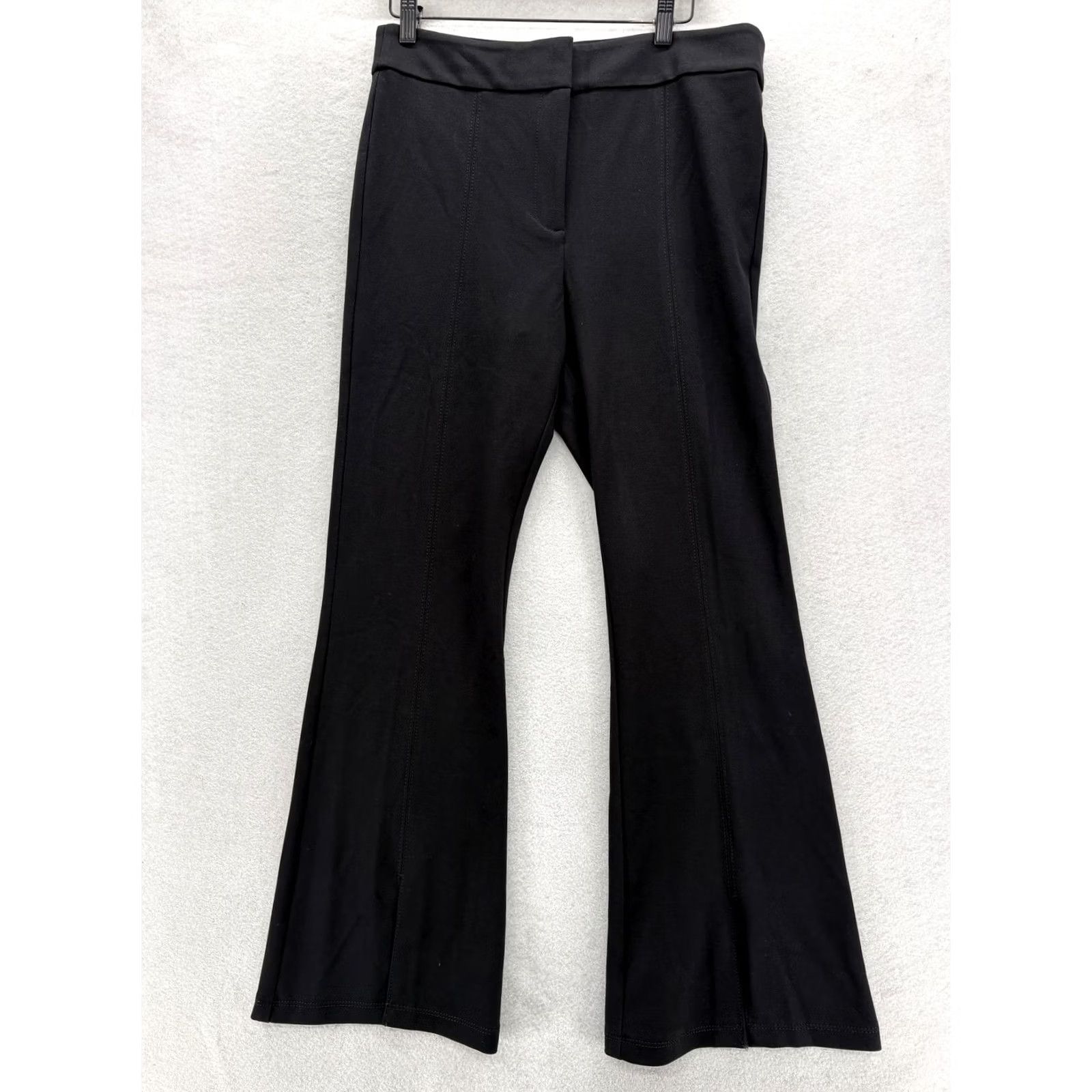Loft LOFT Dress Pants Womens 10P Black Ponte Flare Leg Stretch Workwear NWT Petite Flat Front Pockets Adult Womens Pants Size 32" / US 10 / IT 46 - 2 Thumbnail