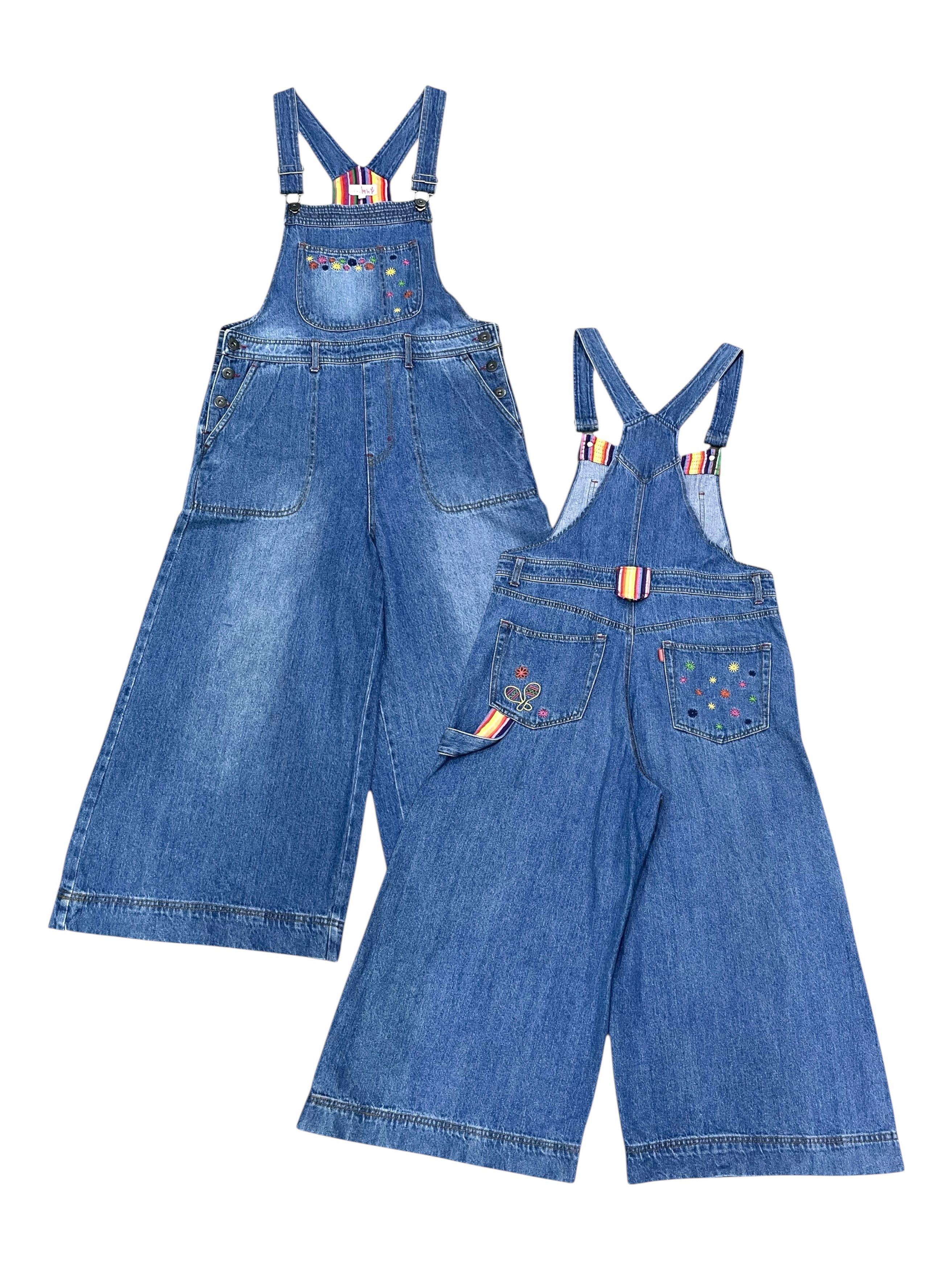 VIBE Vintage TITICACA Baggy Denim Overall w/ Embroidery Size 30" / US 8 / IT 44 - 1 Thumbnail