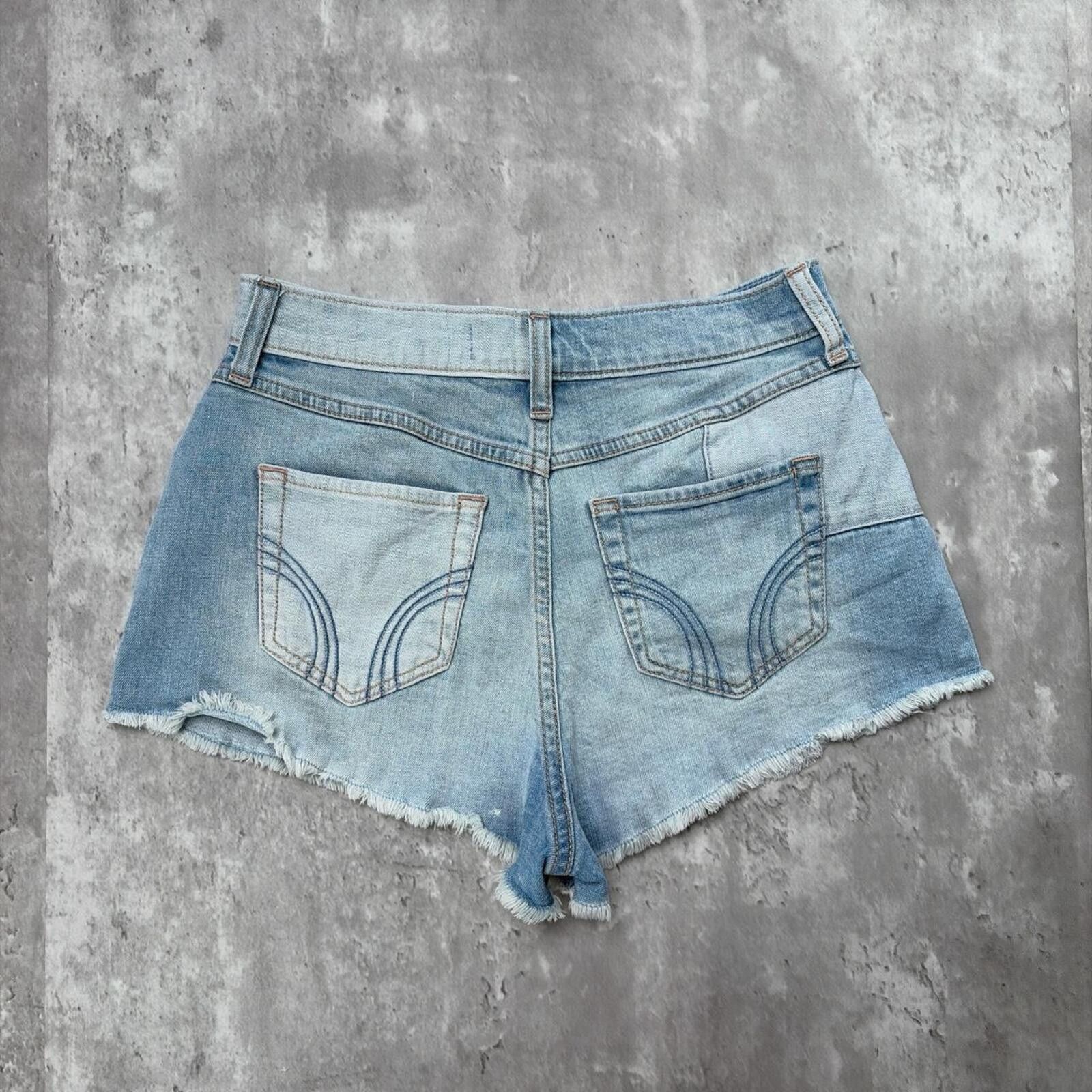 Other Y2K Hollister Surf Grunge Patchwork Mini Denim Shorts Size 25" / US 0 / IT 36 - 2 Thumbnail