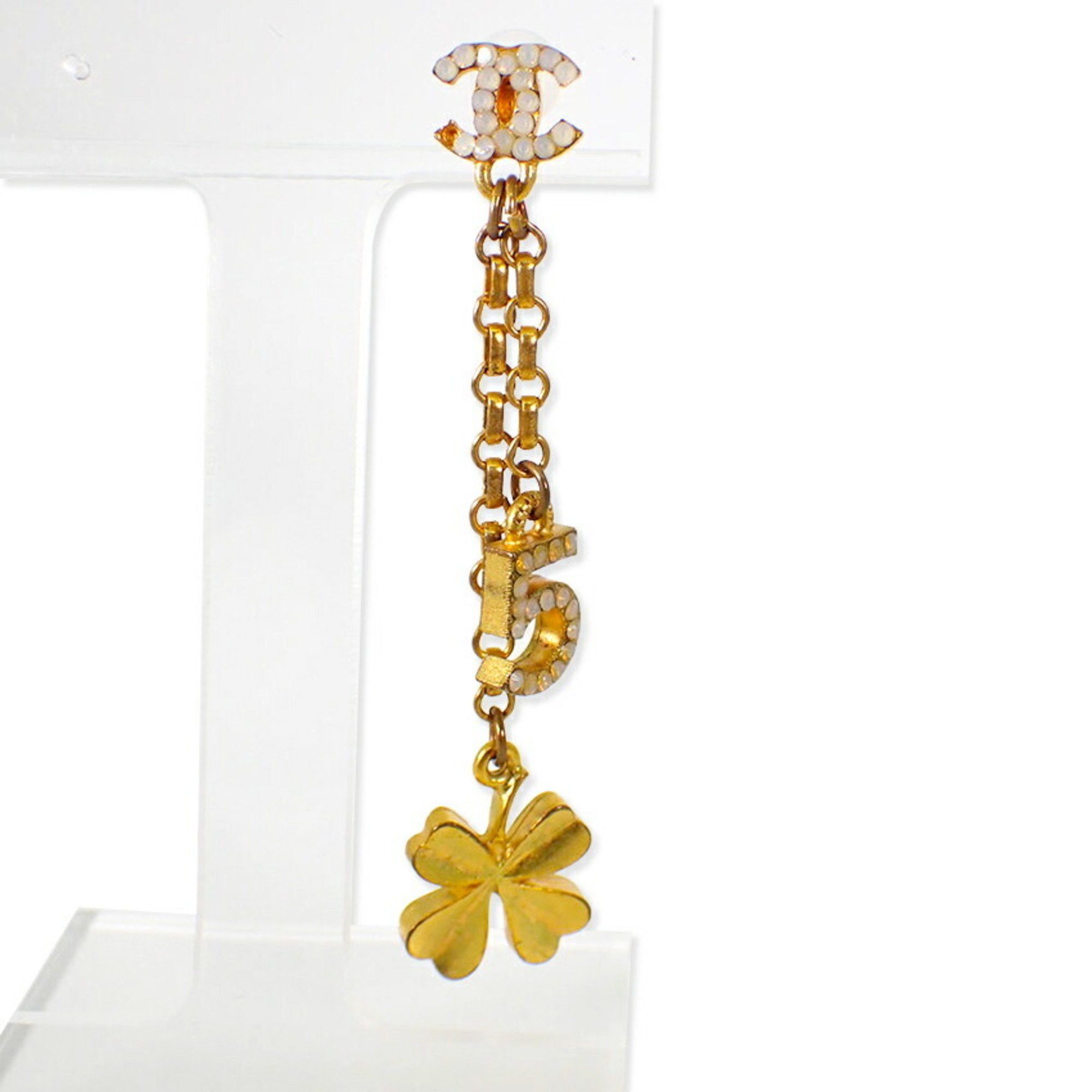 Chanel CHANEL Gold Coco Mark 5 Rhinestone Earrings (One Side) j83-5 Size ONE SIZE - 1 Thumbnail