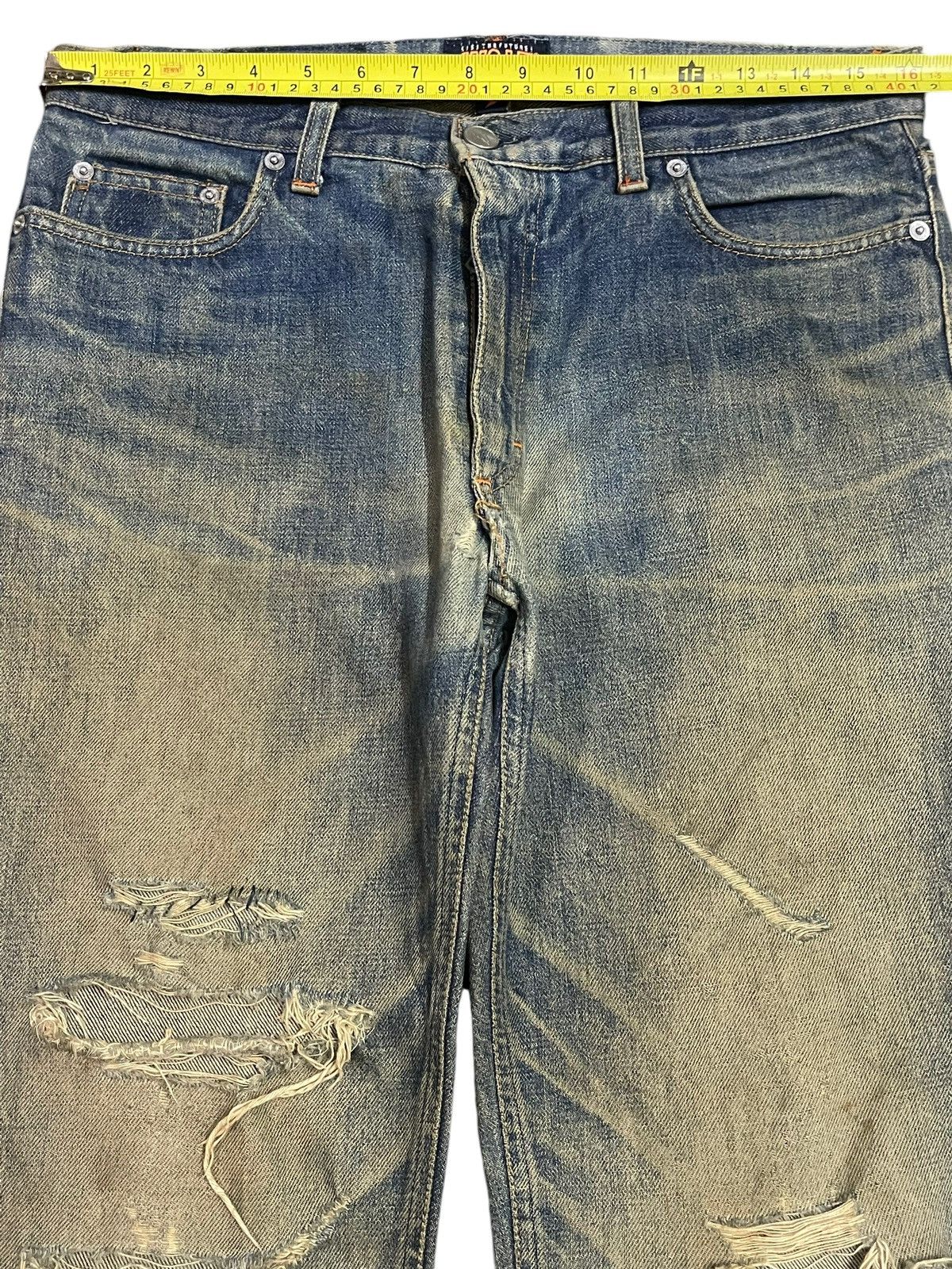 W&LT Vintage W&LT Kiss The Future Mud Wash Distress Bootcut Jeans Size US 32 / EU 48 - 14 Thumbnail
