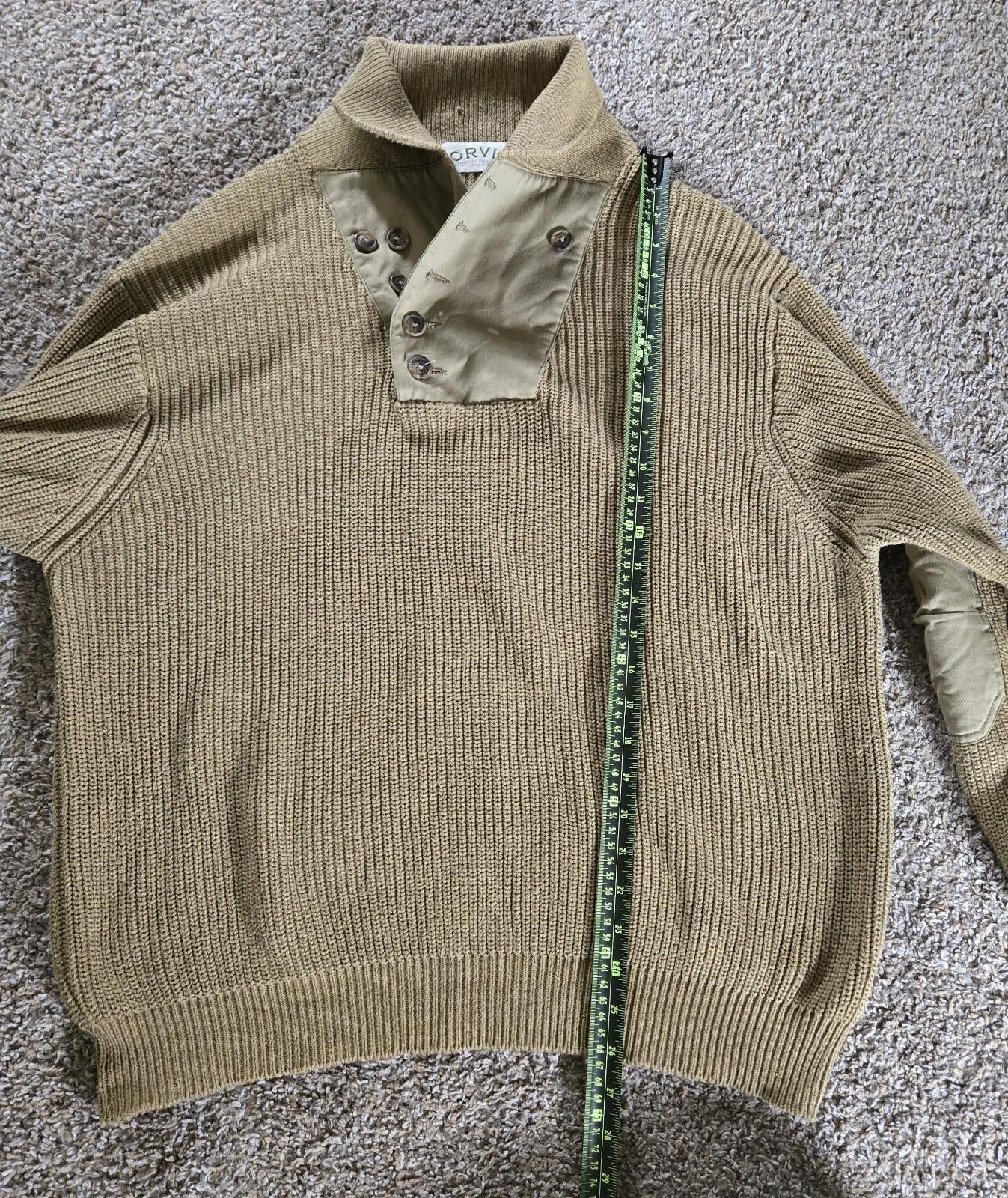 Orvis Orvis Mens L Shawl Collar Infantry Button Sweater Elbow Pads Size US L / EU 52-54 / 3 - 4 Thumbnail
