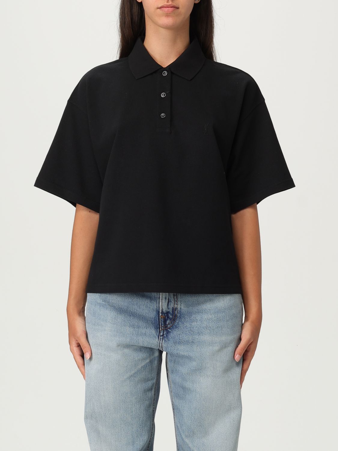 Saint Laurent Paris Saint Laurent Polo Shirt Woman Black Size M / US 6-8 / IT 42-44 - 1 Thumbnail