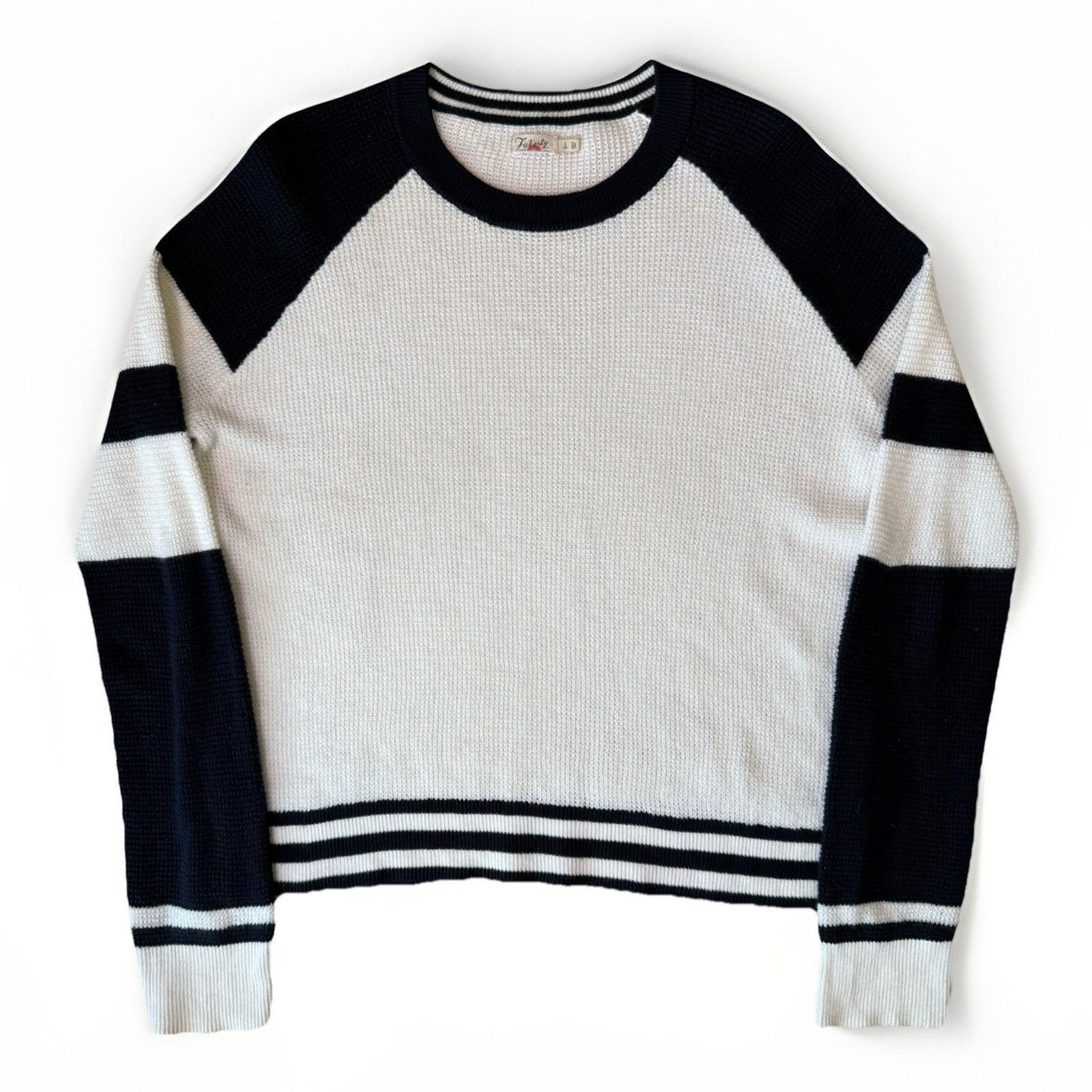 Faherty Faherty Throwback Crewneck Sweater Women's S White Black Size S / US 4 / IT 40 - 1 Thumbnail