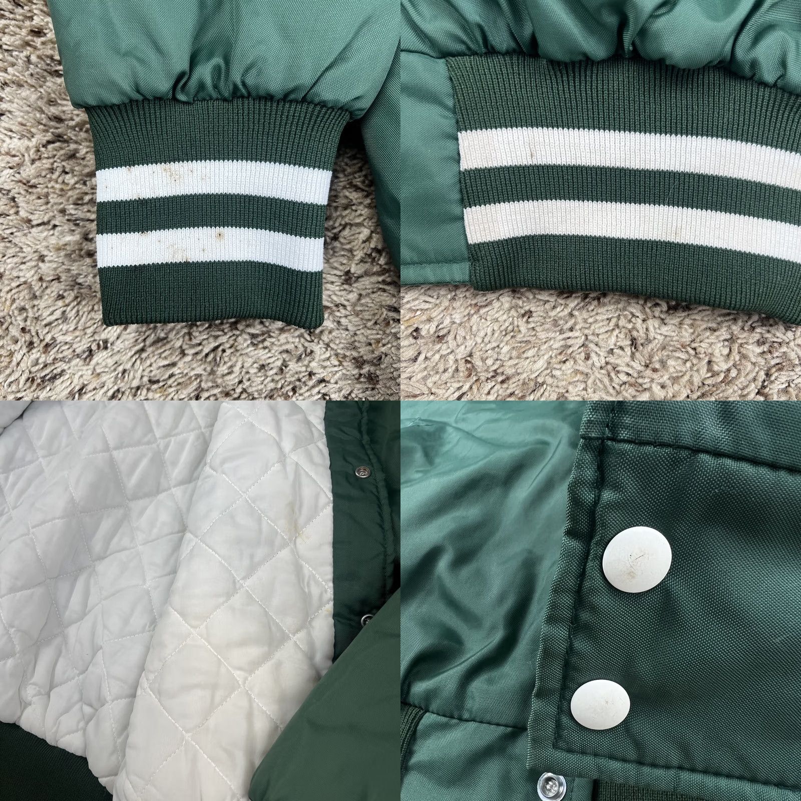Holloway VINTAGE Holloway Jacket Bomber Nylon Green 90s Piping Snap Button XL Mens Size US XL / EU 56 / 4 - 9 Thumbnail