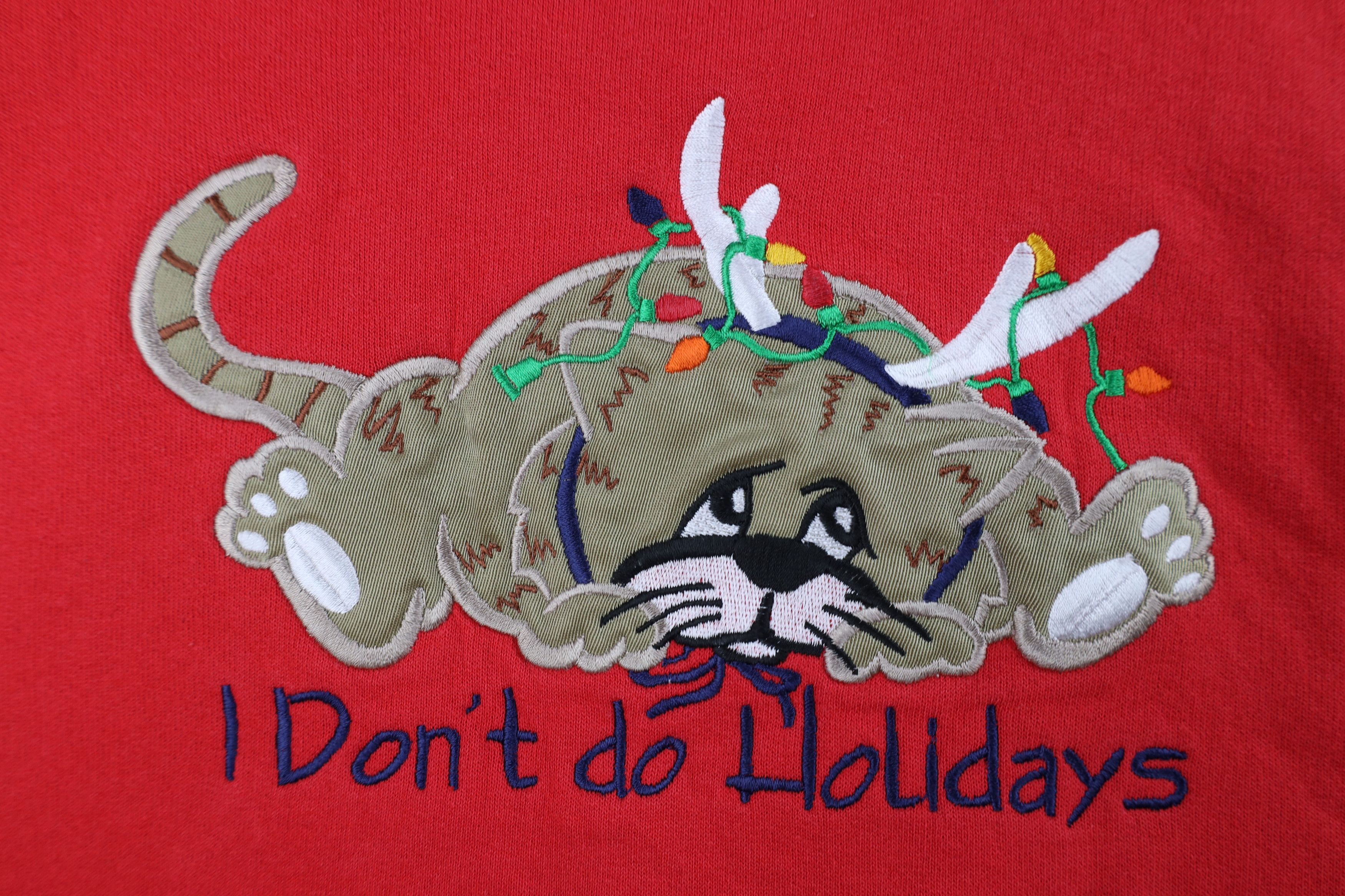 Vintage Vintage 90s Streetwear Christmas Holidays Cat Sweatshirt Size XL / US 12-14 / IT 48-50 - 4 Thumbnail
